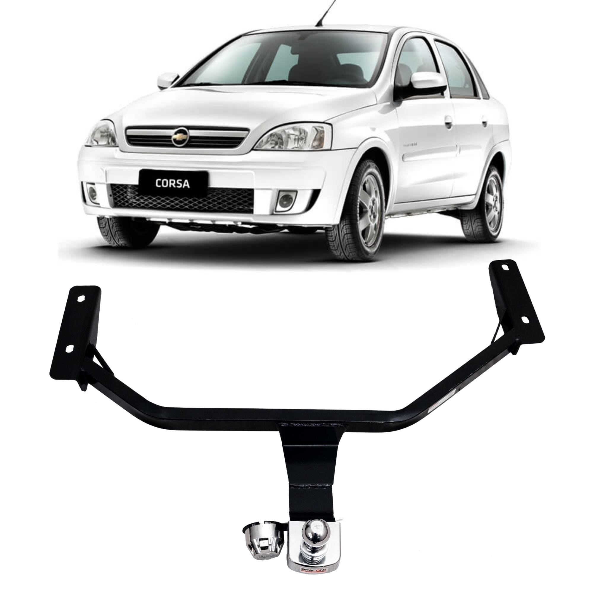 Engate Reboque Braconi Corsa Sedan Novo 2002-2015 Sem Furar com Bola Cromada Tração 450kg-GM-12