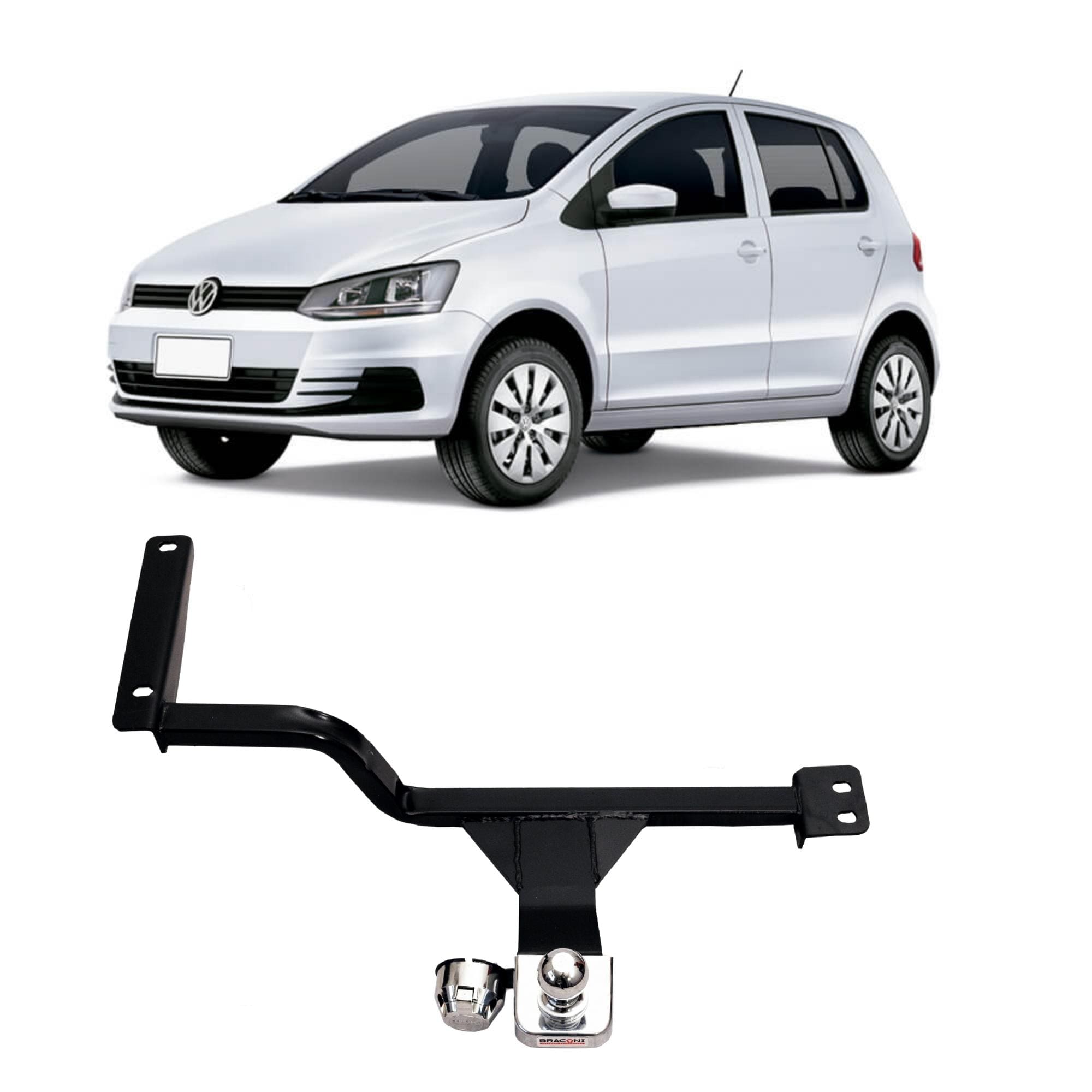 Engate Braconi Fox VW 2004 a 2021 Sem Furar com Bola Cromada Tração 450kg Modelo Fixo-VW-19