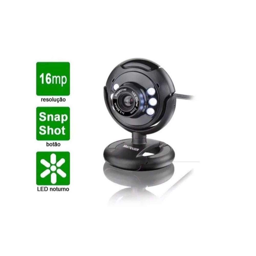 Webcam Night Vision 16MP preto Multilaser - WC045