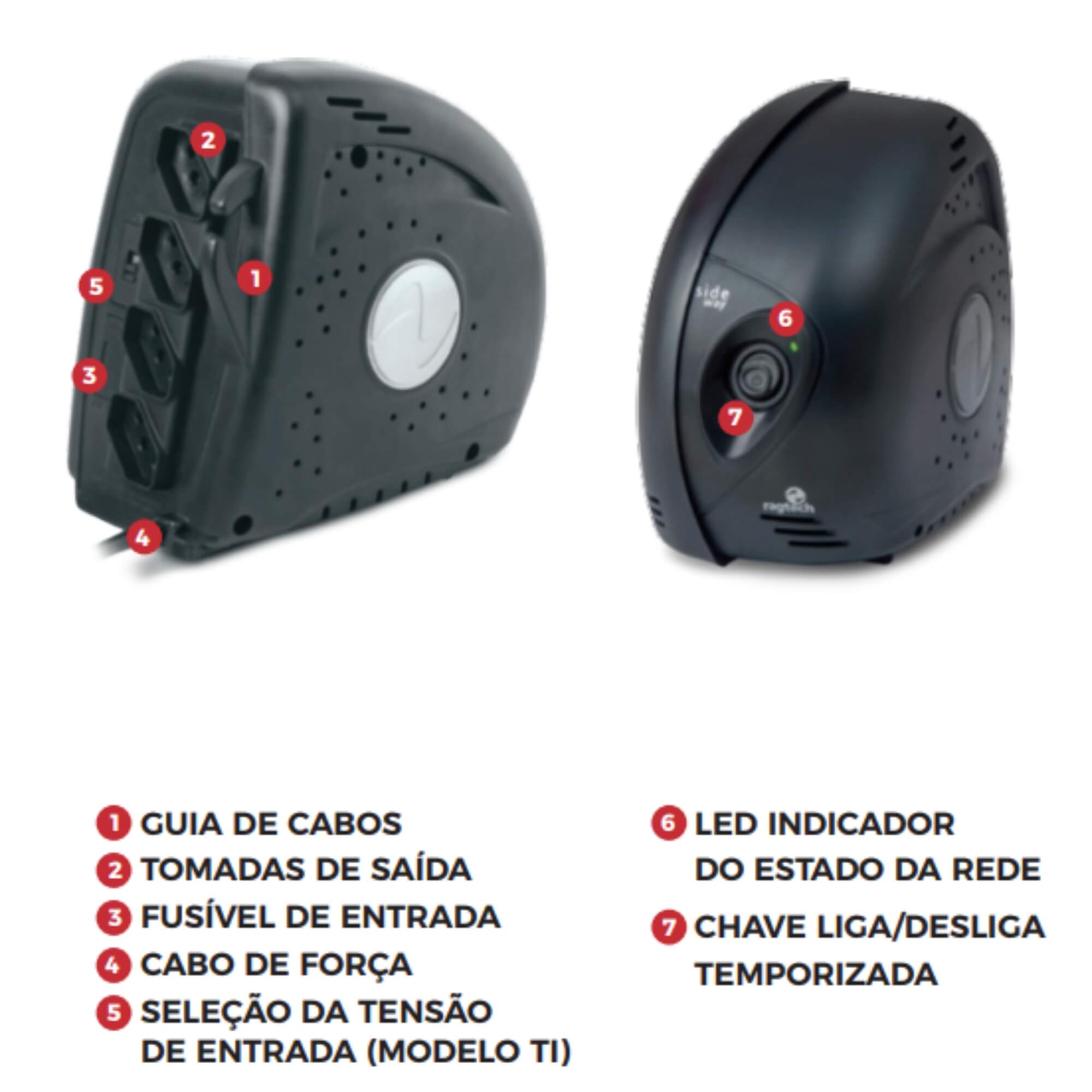 Estabilizador 300VA SDW/300QN/5303 Preto Trivolt Ragtech - 23SDW5303