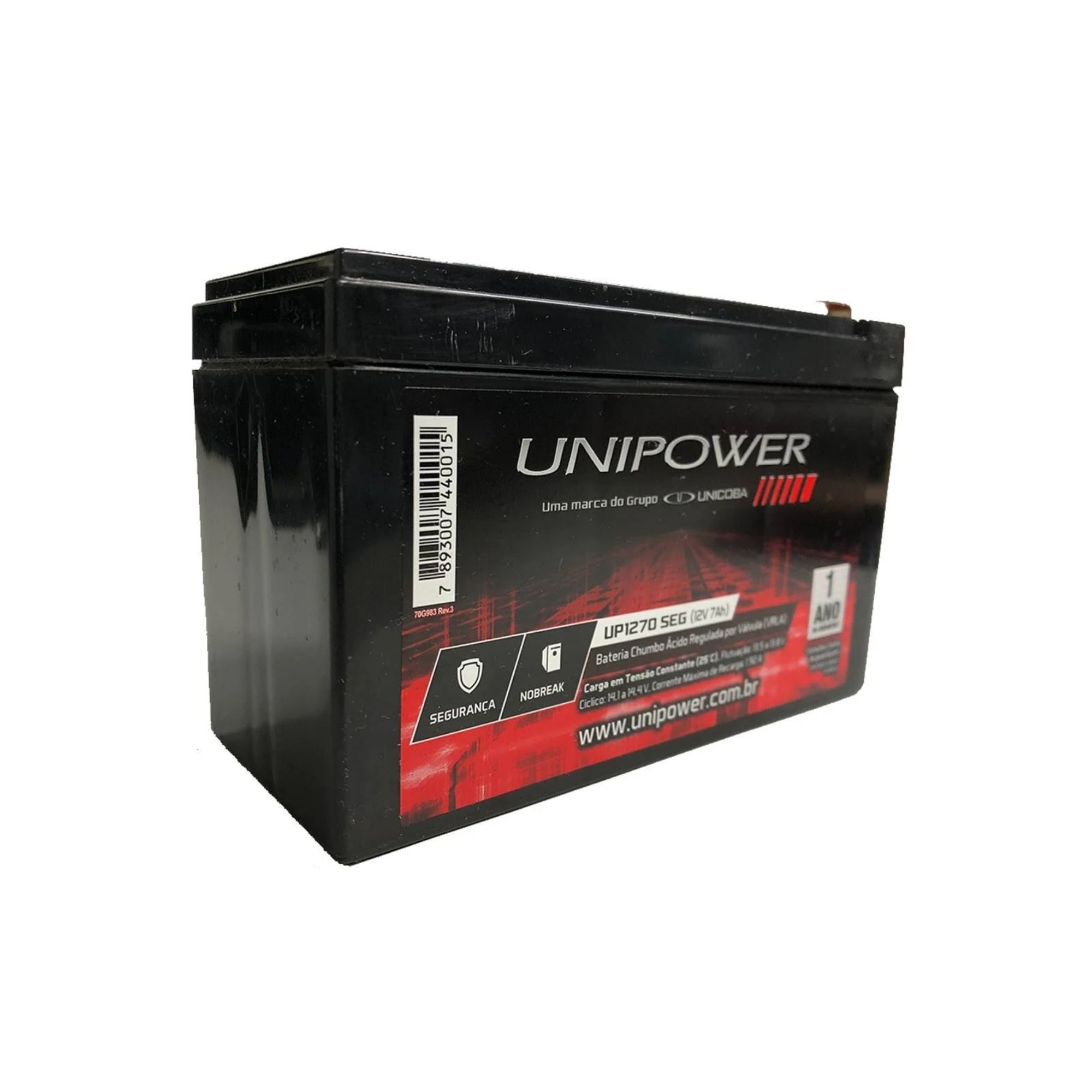 Bateria para Nobreak Interna Selada 12V 7,0AH UP1270SEG - Unipower