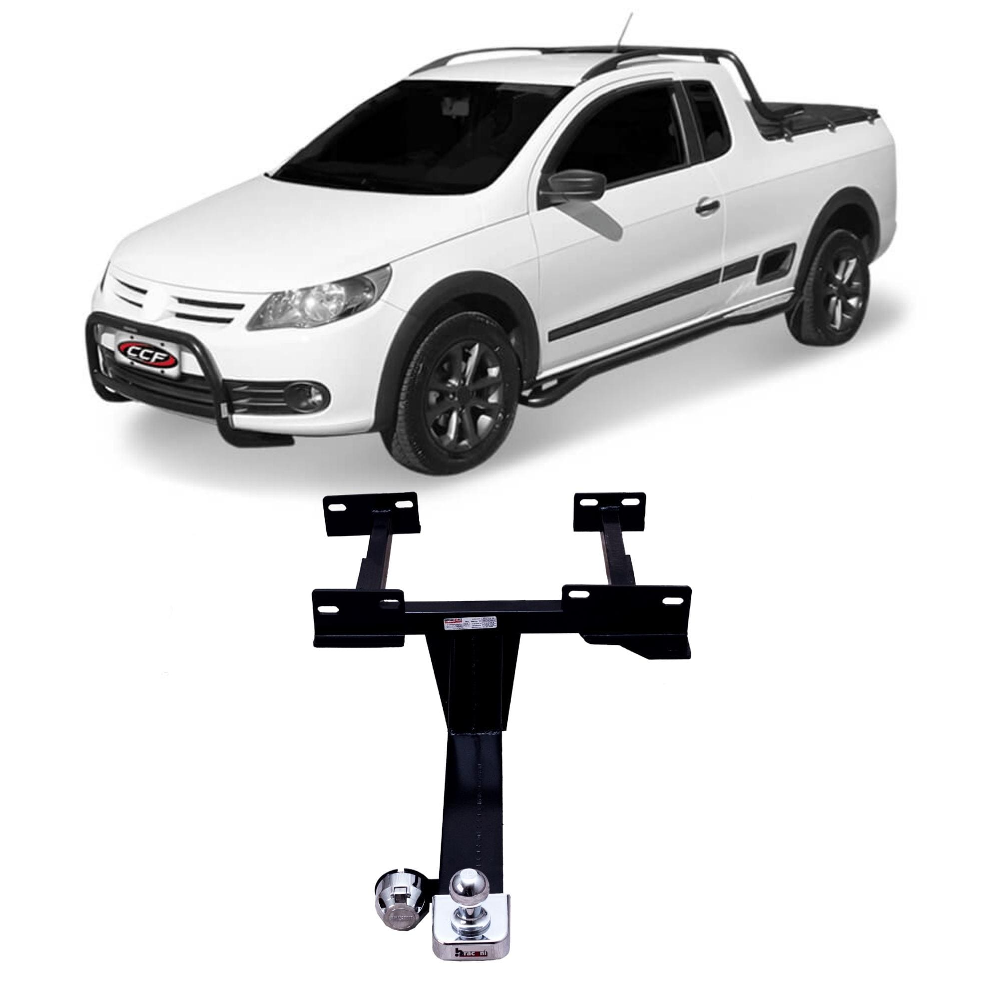 Engate Braconi Saveiro G5/G6/G7/G8 Sem Furar com Bola Cromada Tração 600kg Modelo Fixo-VW-36