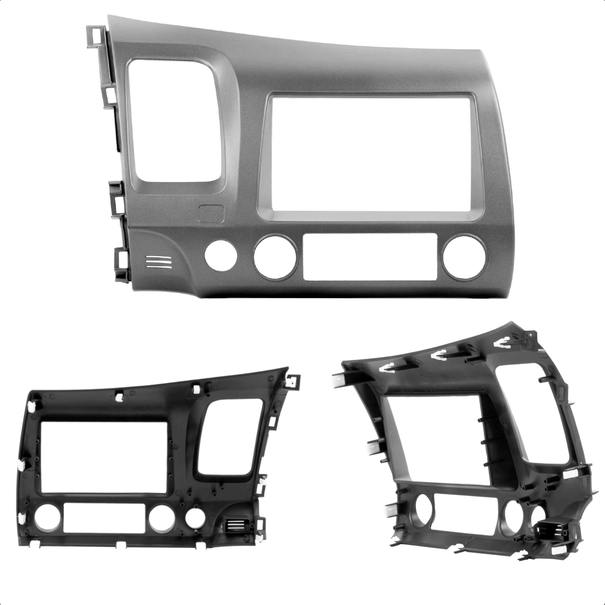 Moldura 2 Din Honda New Civic 2007 a 2011 Simple/Double Grafite JP/CH EPX 203