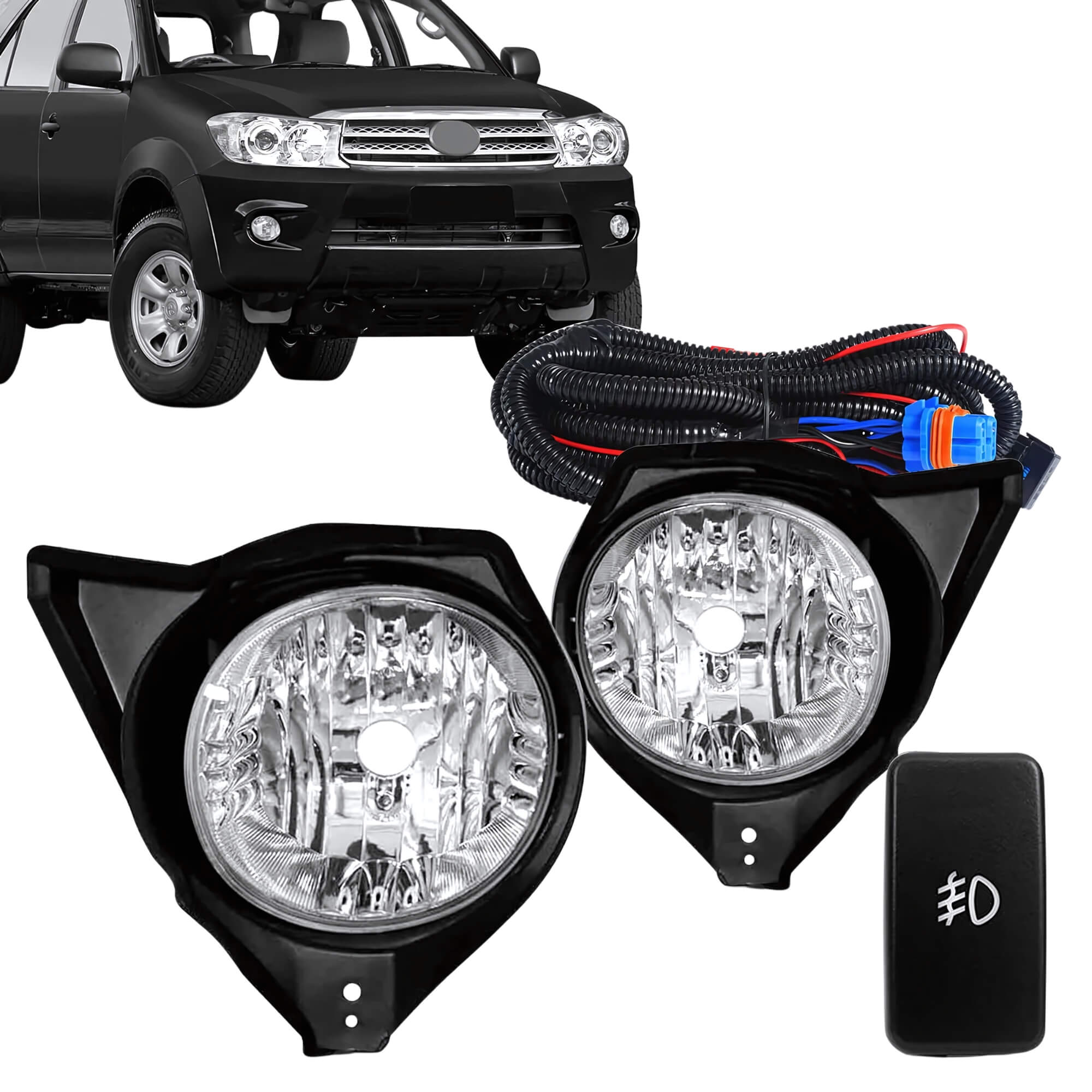 Kit Farol de Milha Hilux SW4 2006 a 2011 com Botão Modelo Original Suns - FGS0504TA