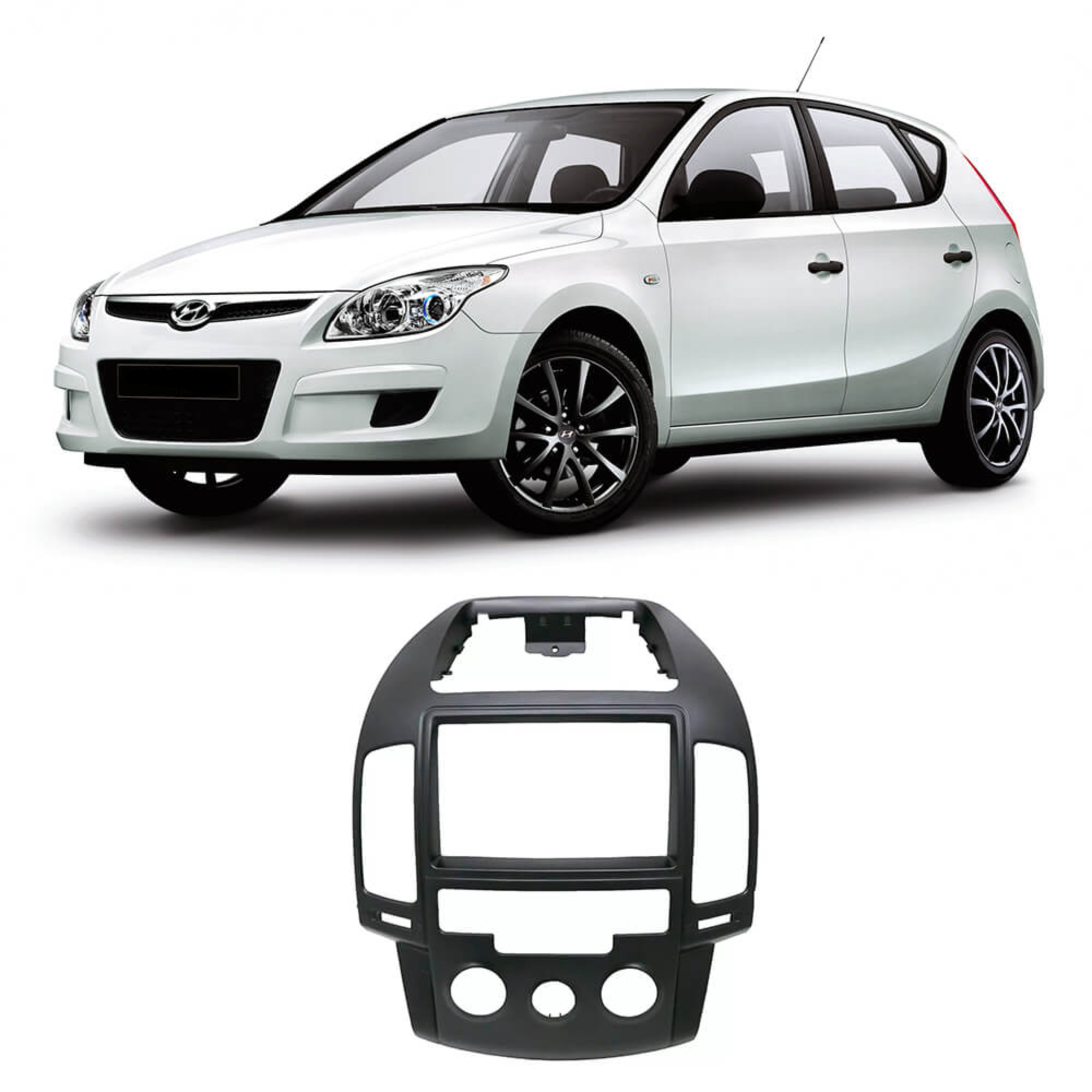Moldura 2 Din i30 2008 até 2012 Ar Analógico Preto EPX 483 7"