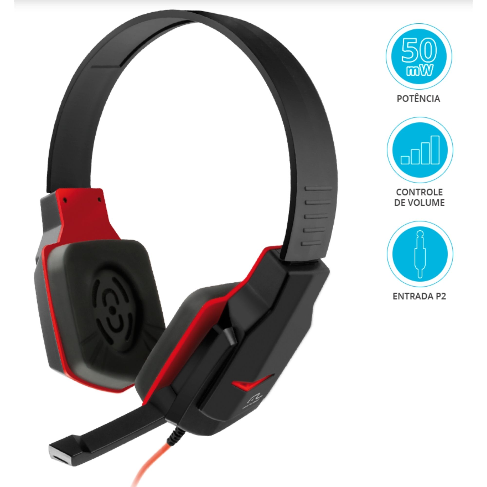Fone Ouvido Headset Com Microfone Gamer P2 Preto/Vermelho Ph073 Multilaser