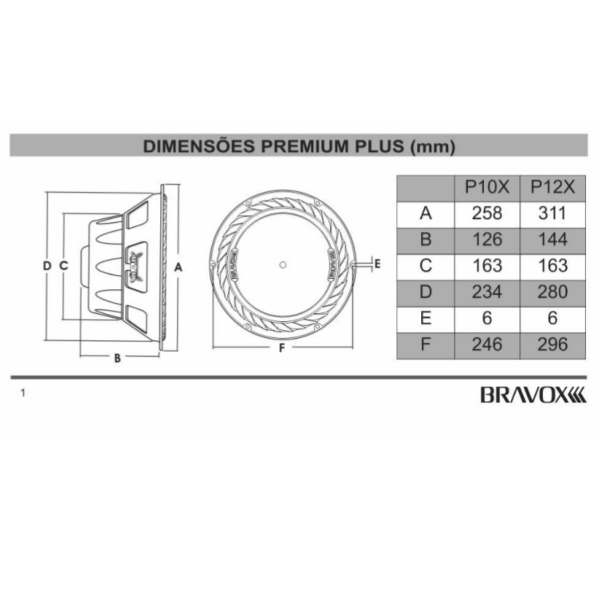Subwoofer Alto Falante Bravox Premium P12X S4 12Pol 220W 4 Ohms Bobina Simples 9-7011/065