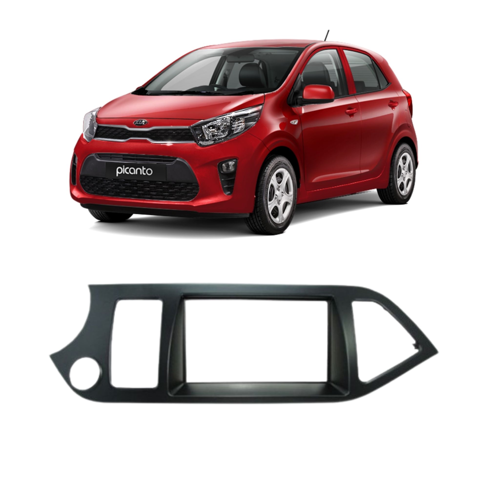 Moldura Painel 2 Din Kia Picanto 2011 em diante Preto Expex EPX234