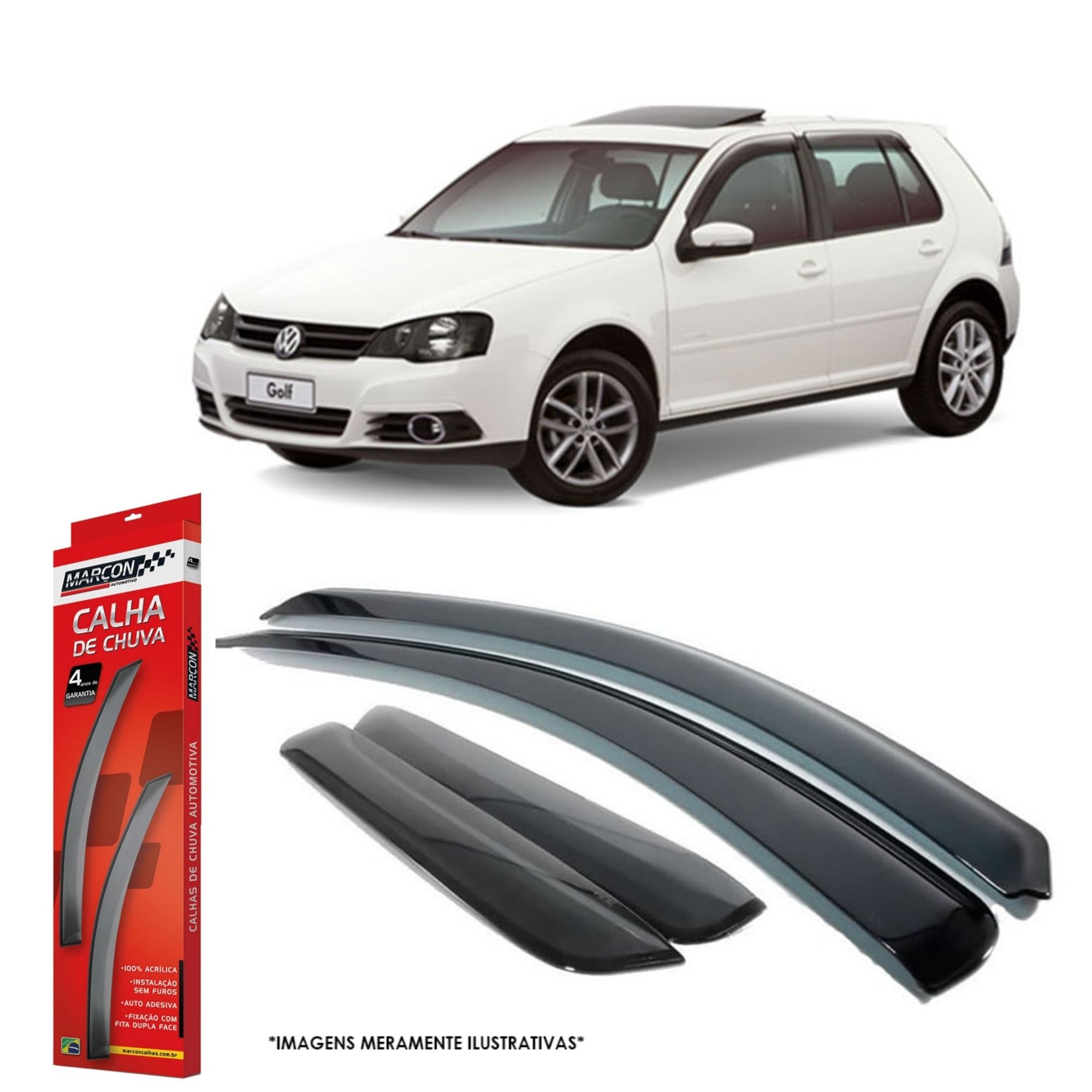 Calha de Chuva Volkswagen Golf 1999 até 2013 4 Portas Marçon - VW-067