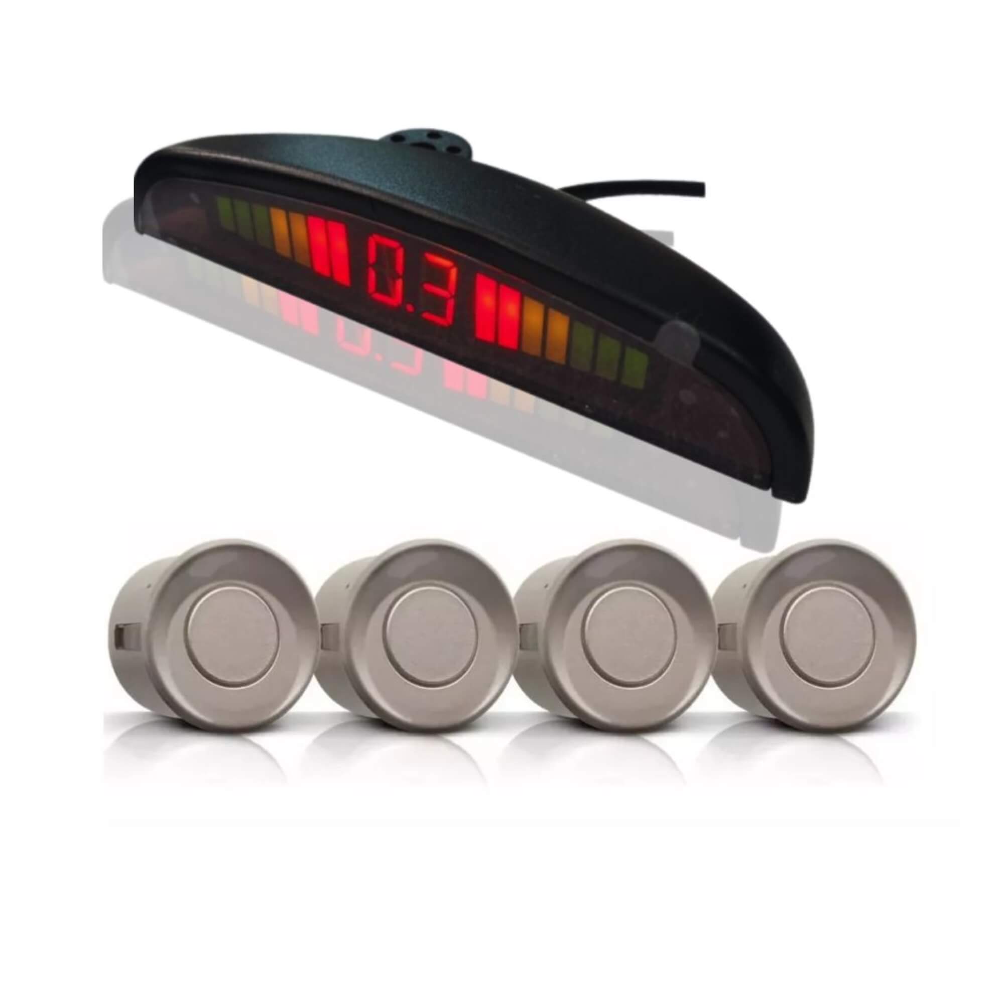 Sensor de Estacionamento 4 Pontos com Display Prata SE185S H-Tech