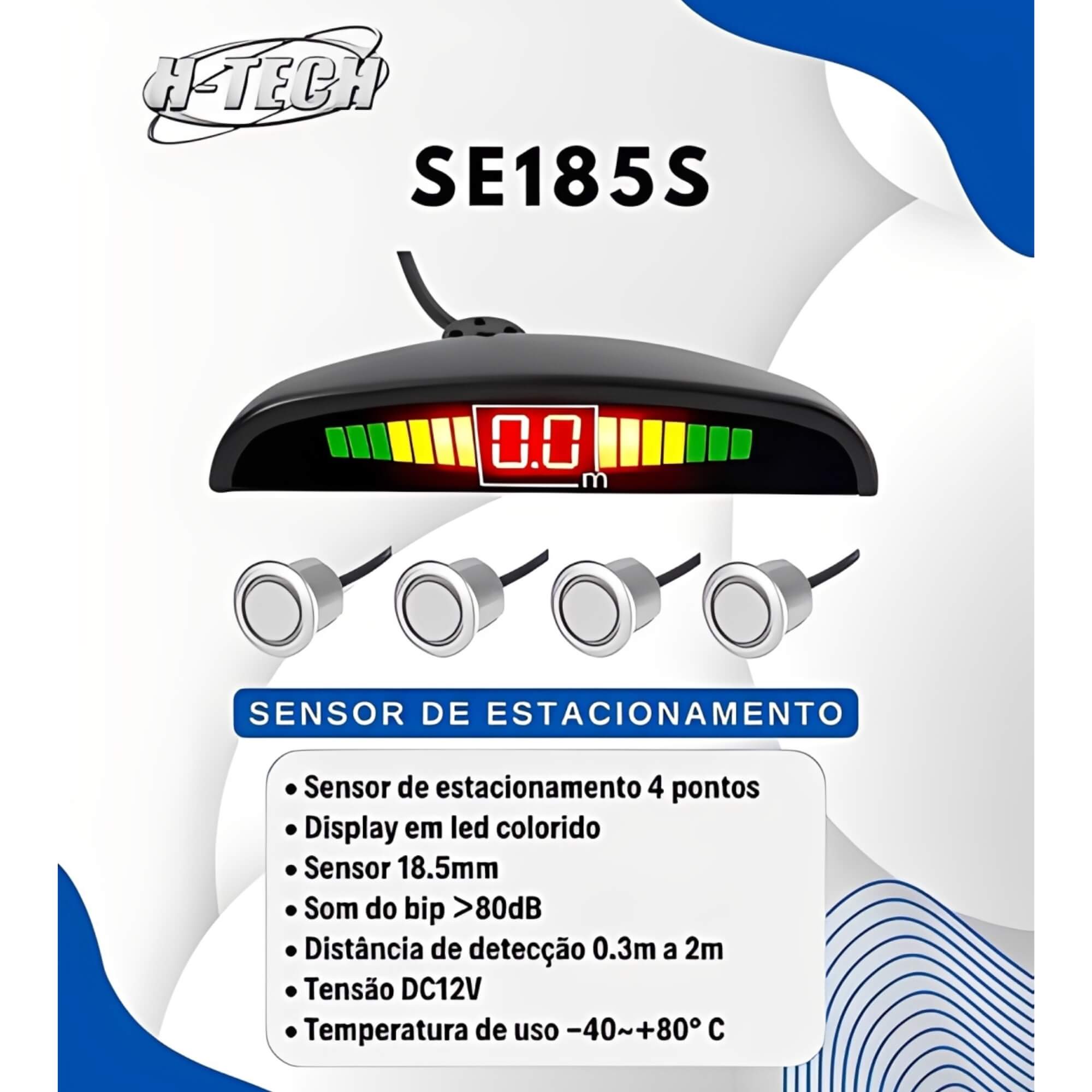 Sensor de Estacionamento 4 Pontos com Display Prata SE185S H-Tech