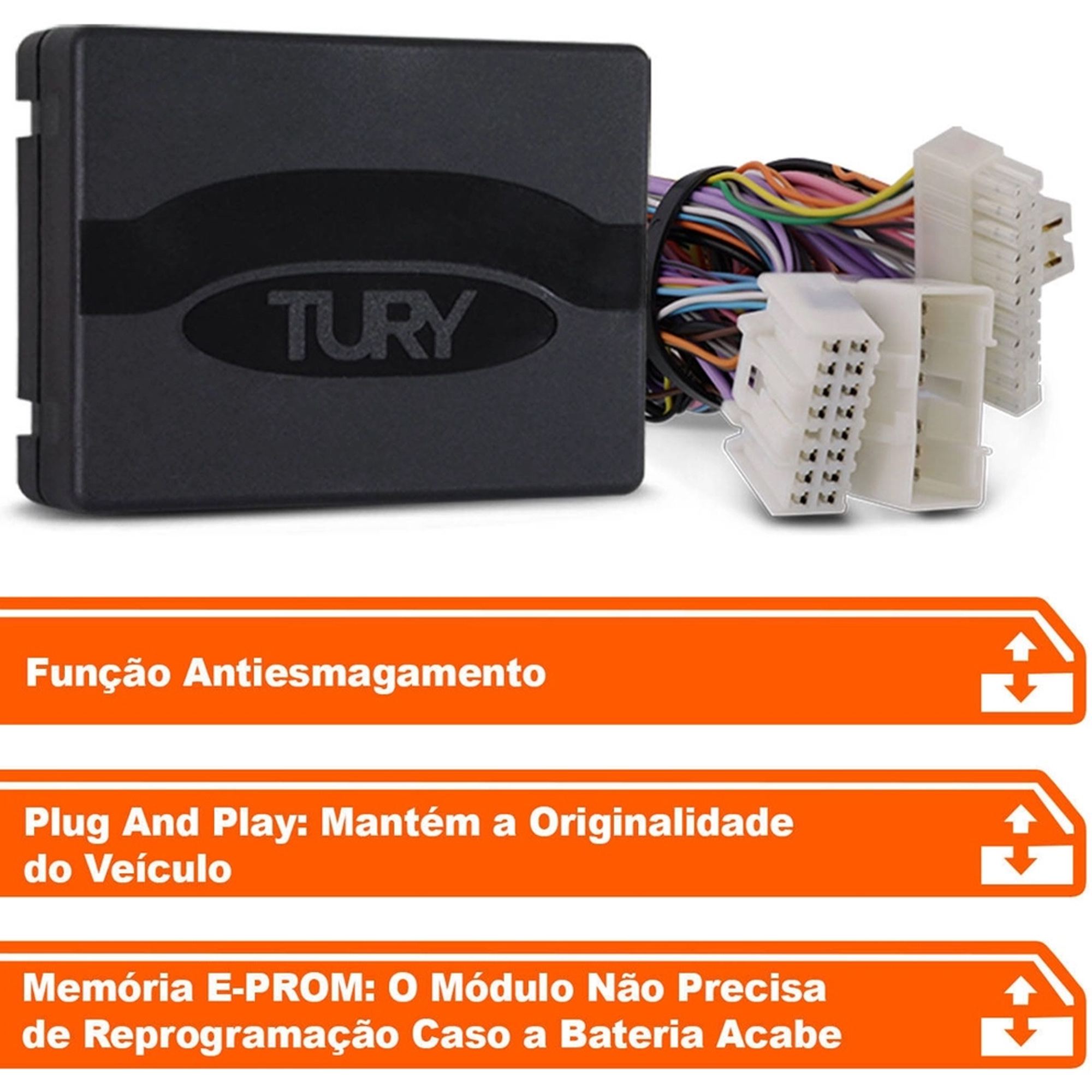 Módulo Vidro Elétrico Tempra 92/99 Courier 06/15 Fiesta Rocam 2011-2014 2 Vidros Tury-TW12/Pro 2.0