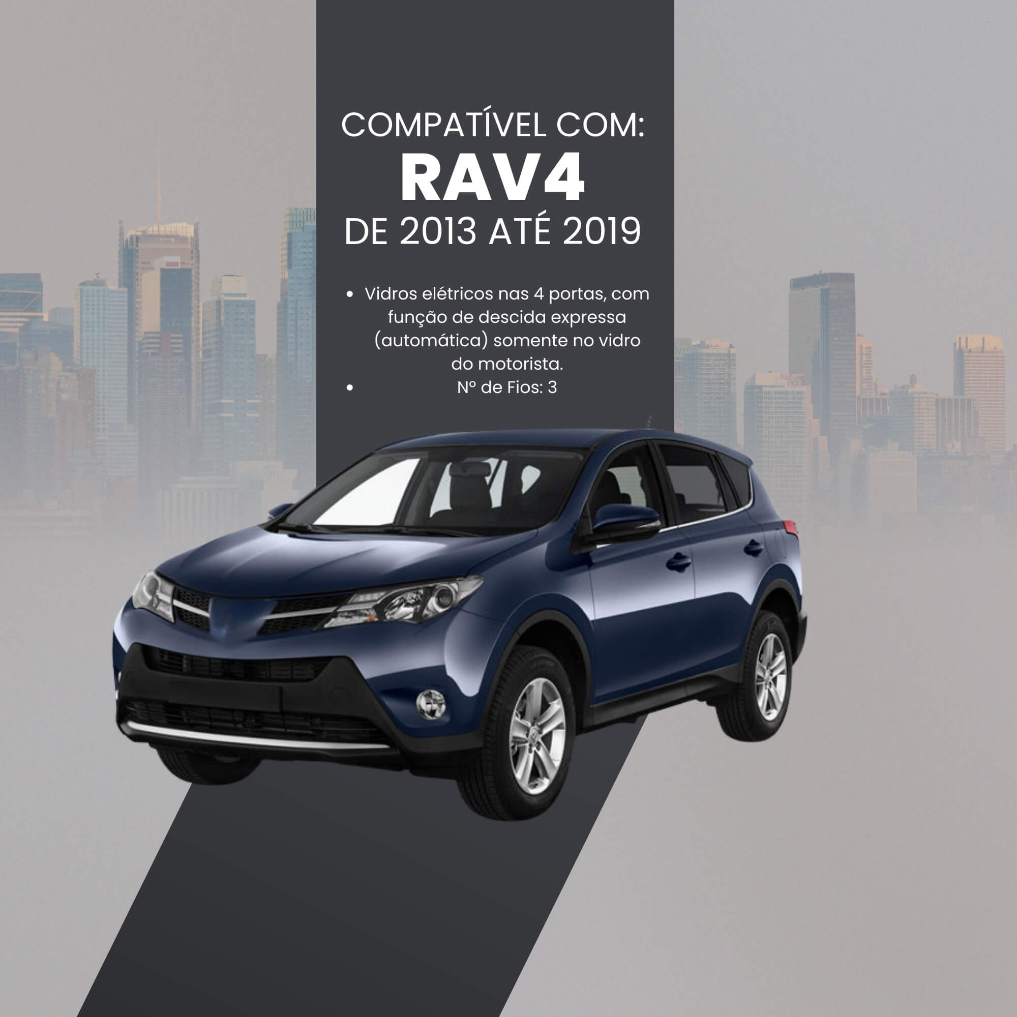 Módulo Automação de Vidros Elétricos Antiesmagamento compatível com RAV4 13/19 Tury - PRO4.8BH