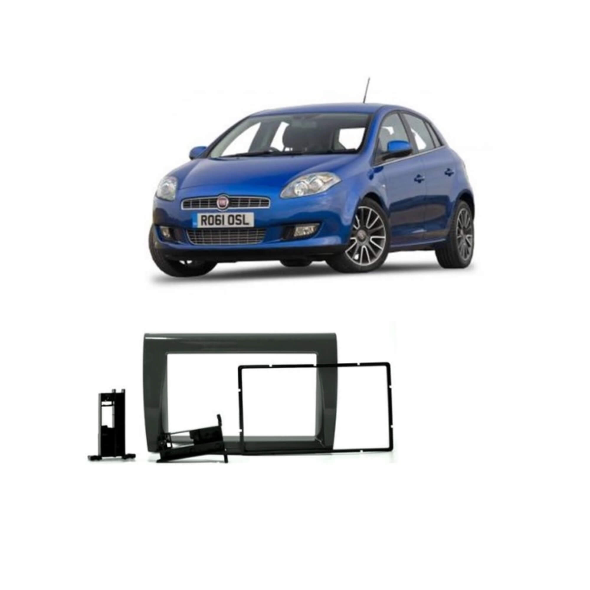 Moldura 2 Din Fiat Bravo 2007 até 2020 JP CH Grafite EPX 041