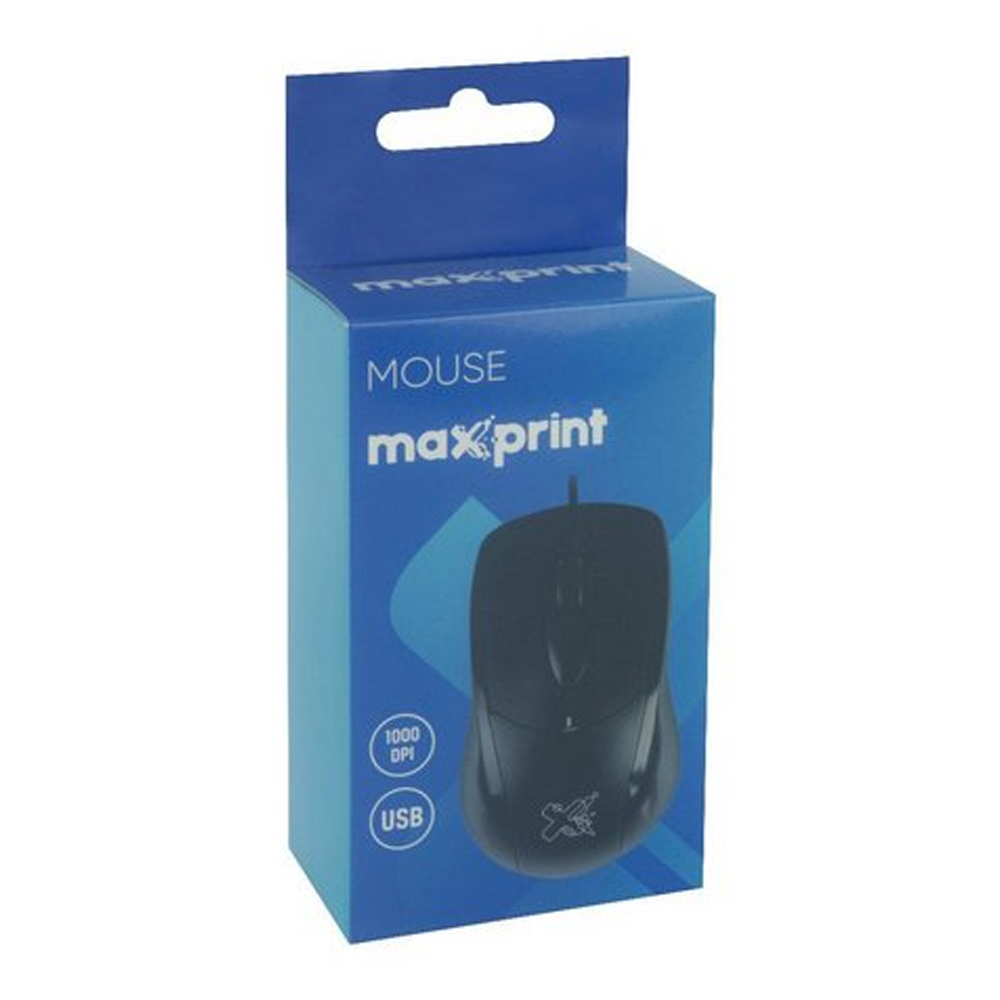 Mouse USB optico 1000DPI 60615-7 preto - Maxprint