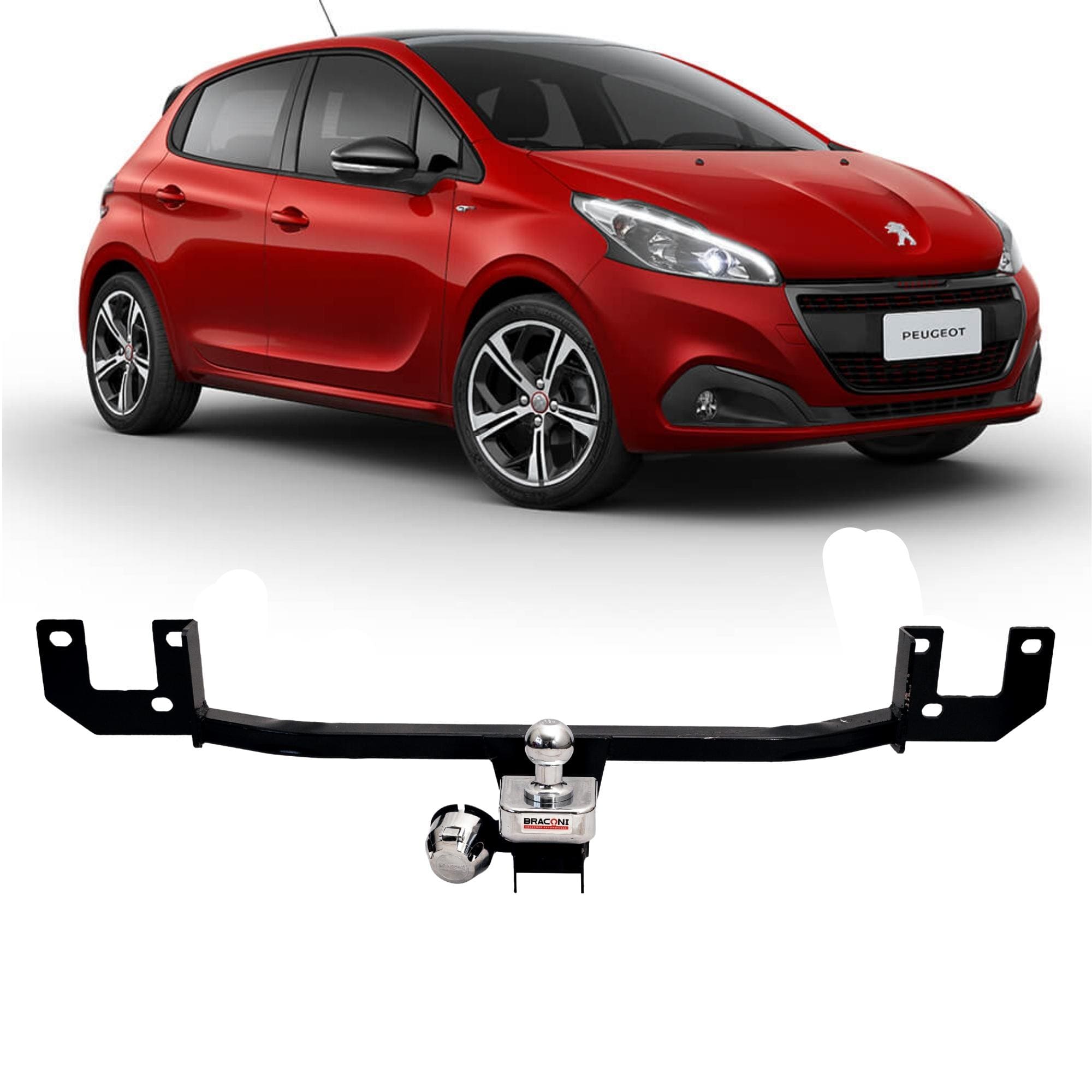 Engate Braconi Peugeot 208 2013 até 2022 Sem Furar com Bola Cromada Tração até 450kg Fixo - IM-109