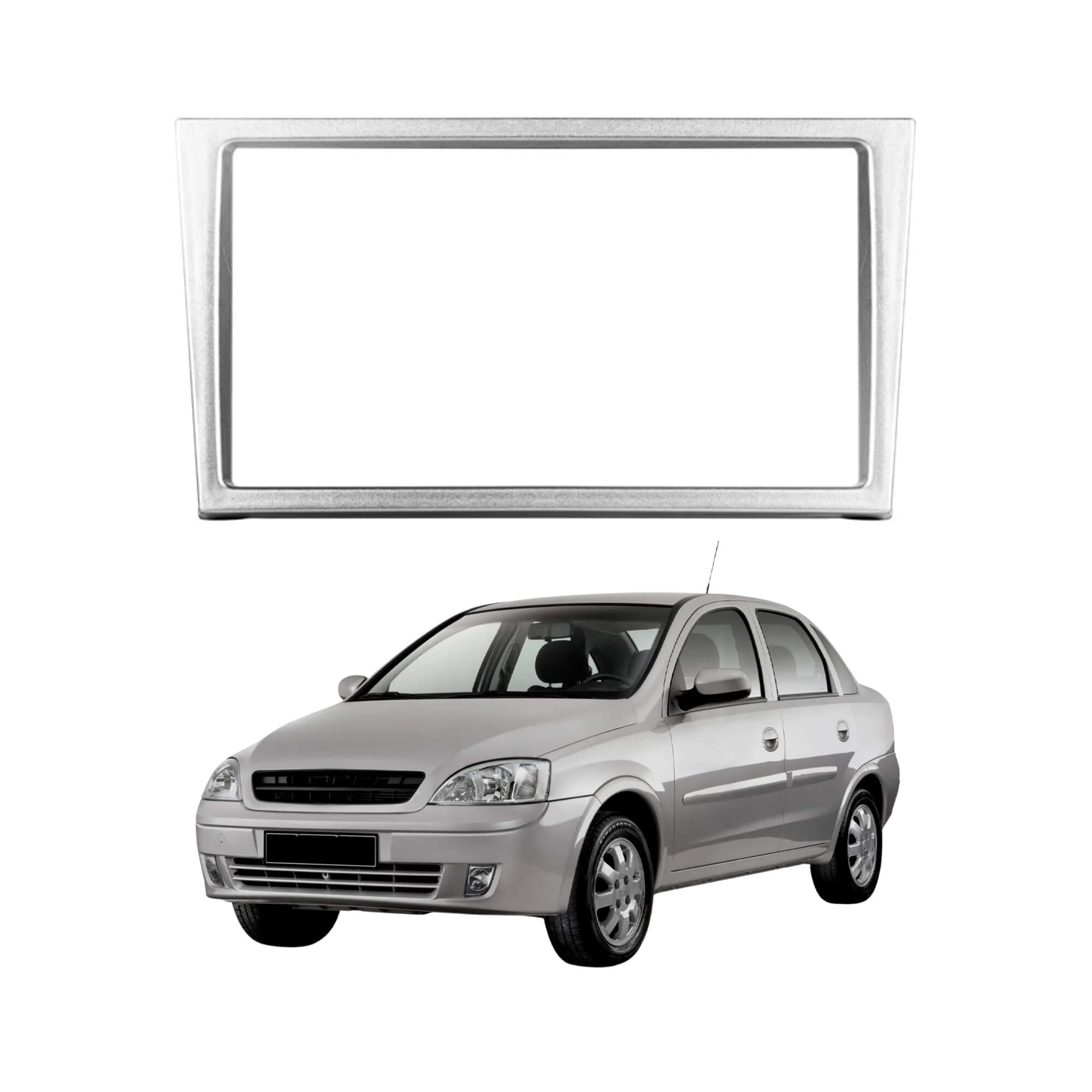 Moldura 2Din Prata compatível c/ Corsa, Montana, Meriva e Vectra Padrão JP/CH Expex - EPX211