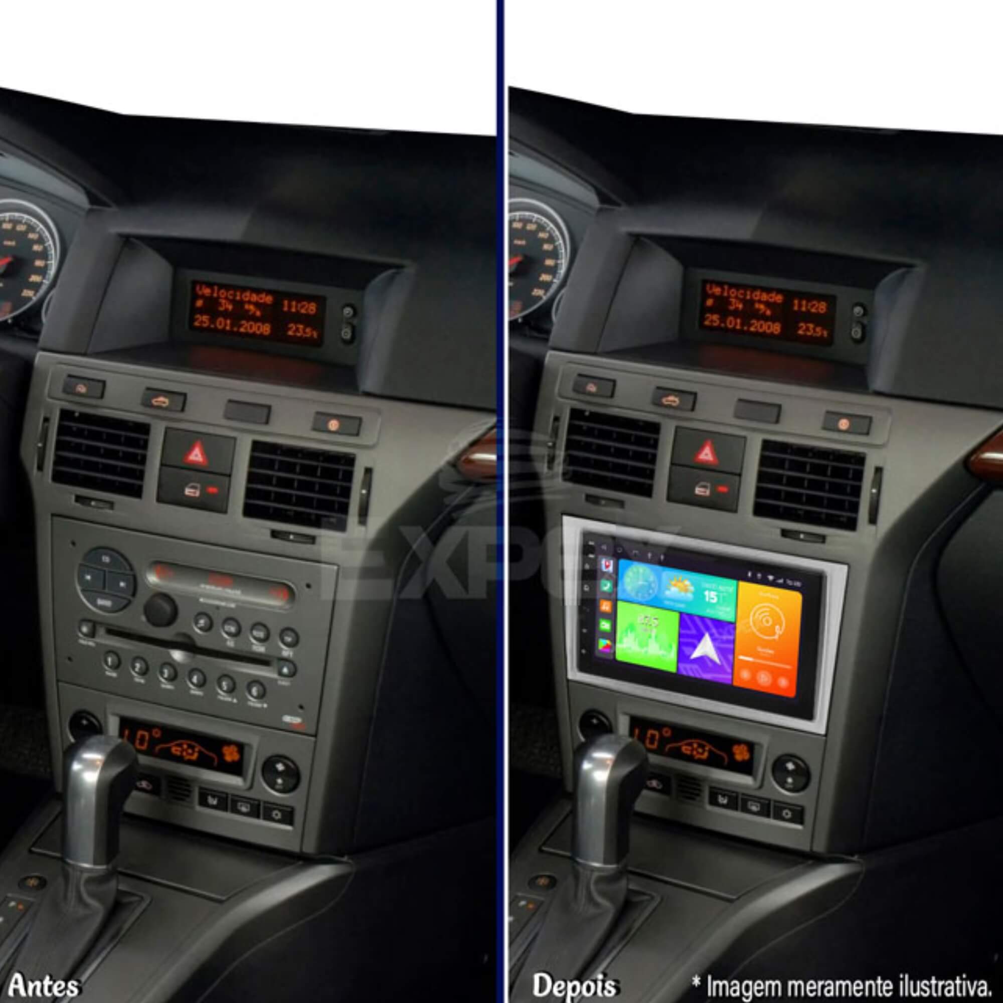 Moldura 2Din Prata compatível c/ Corsa, Montana, Meriva e Vectra Padrão JP/CH Expex - EPX211