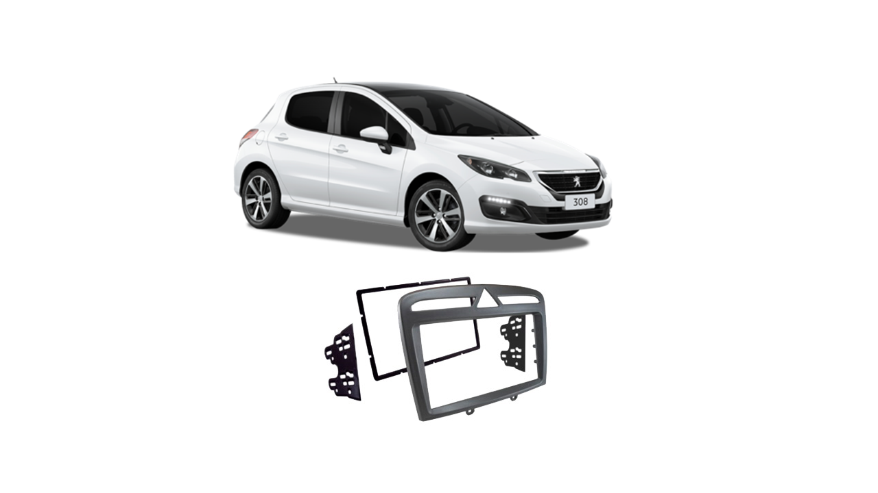 Moldura 2 Din Peugeot 308 408 Cinza 2012 até 2019 CH JP Cinza EPX132