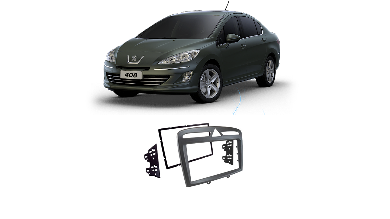 Moldura 2 Din Peugeot 308 408 Cinza 2012 até 2019 CH JP Cinza EPX132