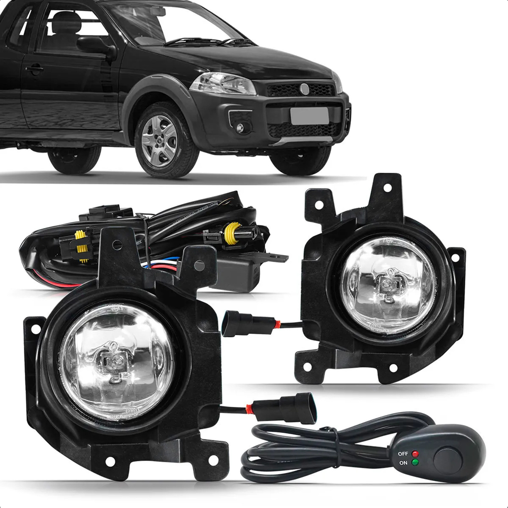 Kit Farol De Milha Strada Working 2014-2020 Suporte Integrado/Botão Alternativo Suns-FGS0126FT