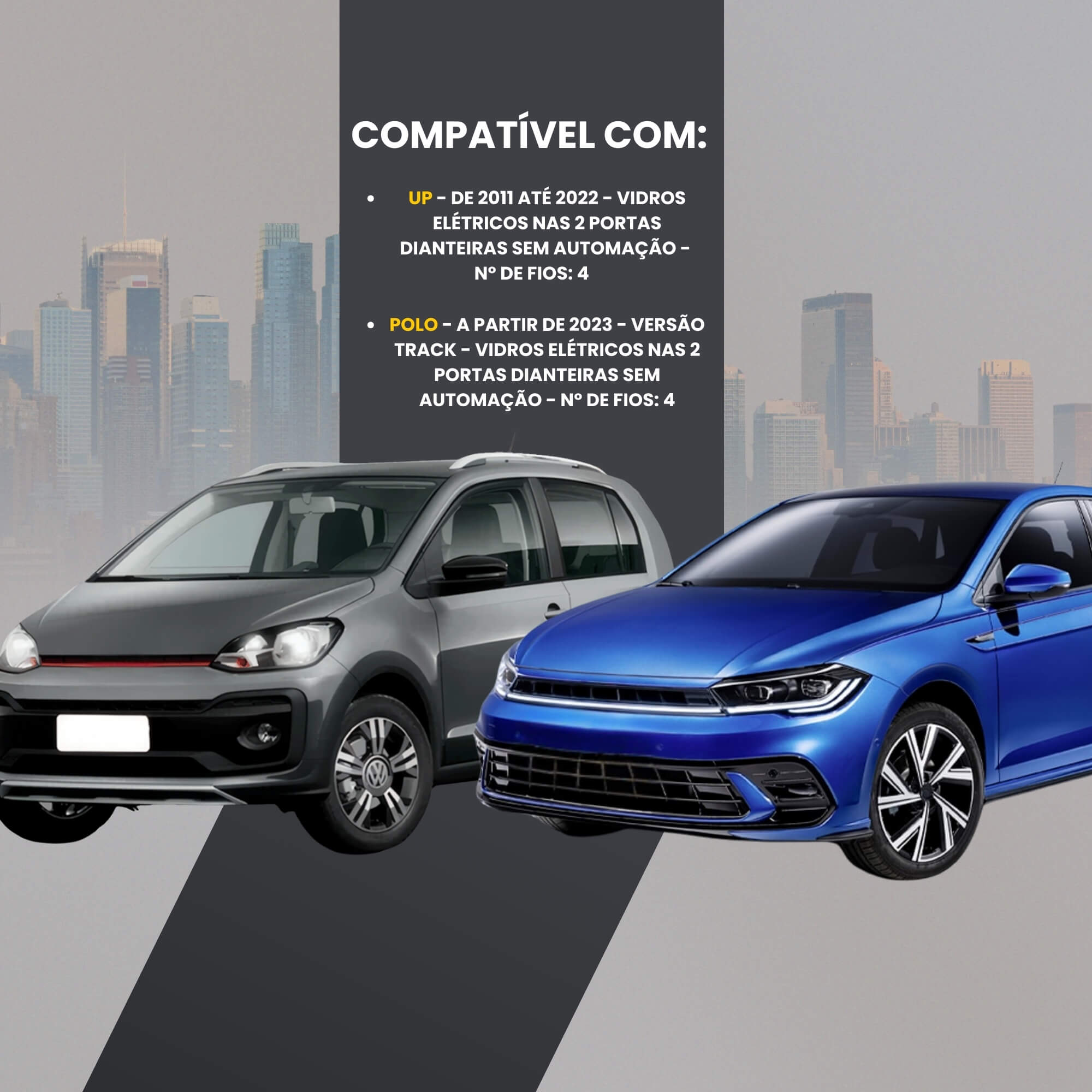 Módulo Automação de Vidros Elétricos Antiesmagamento compatível com UP e Polo Tury - PRO 2.18UP