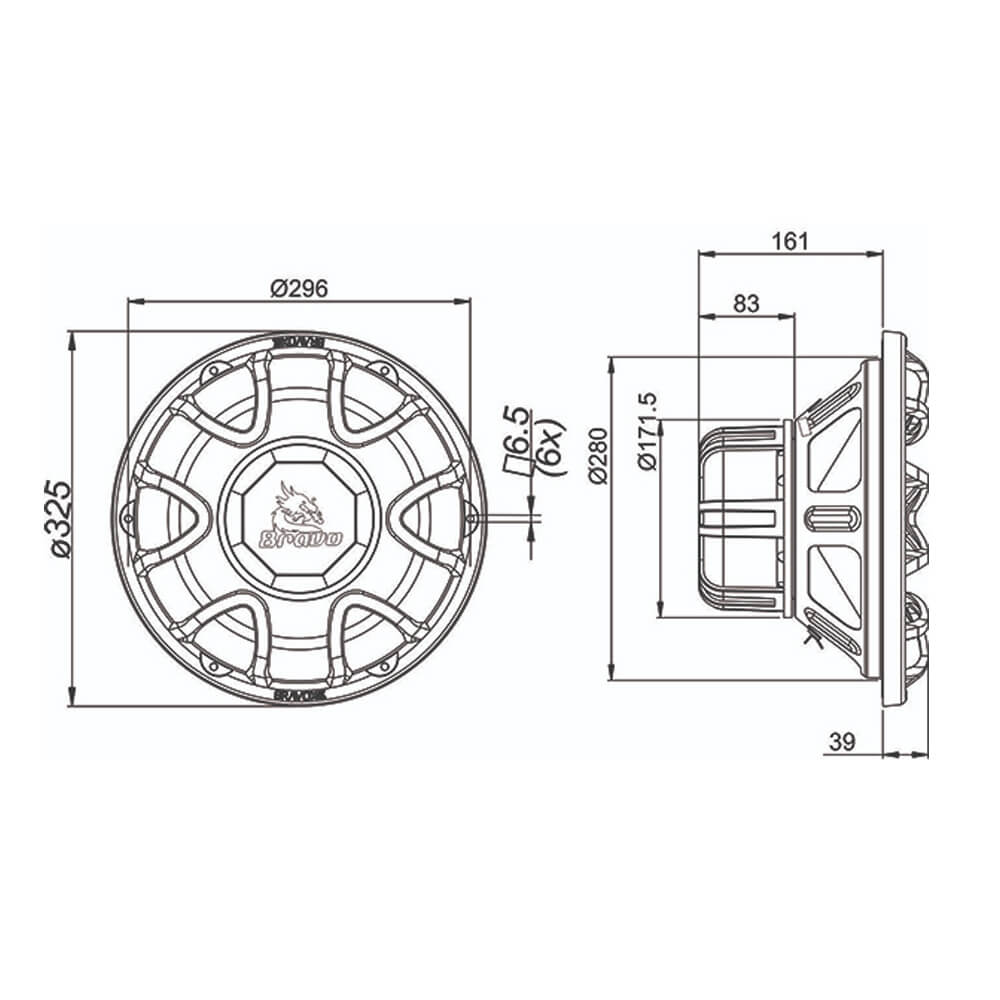 Alto Falante Bravox Bravo BV12-S4 Subwoofer 12" Bobina Simples 350WRMS 4 Ohms 9-7011/095
