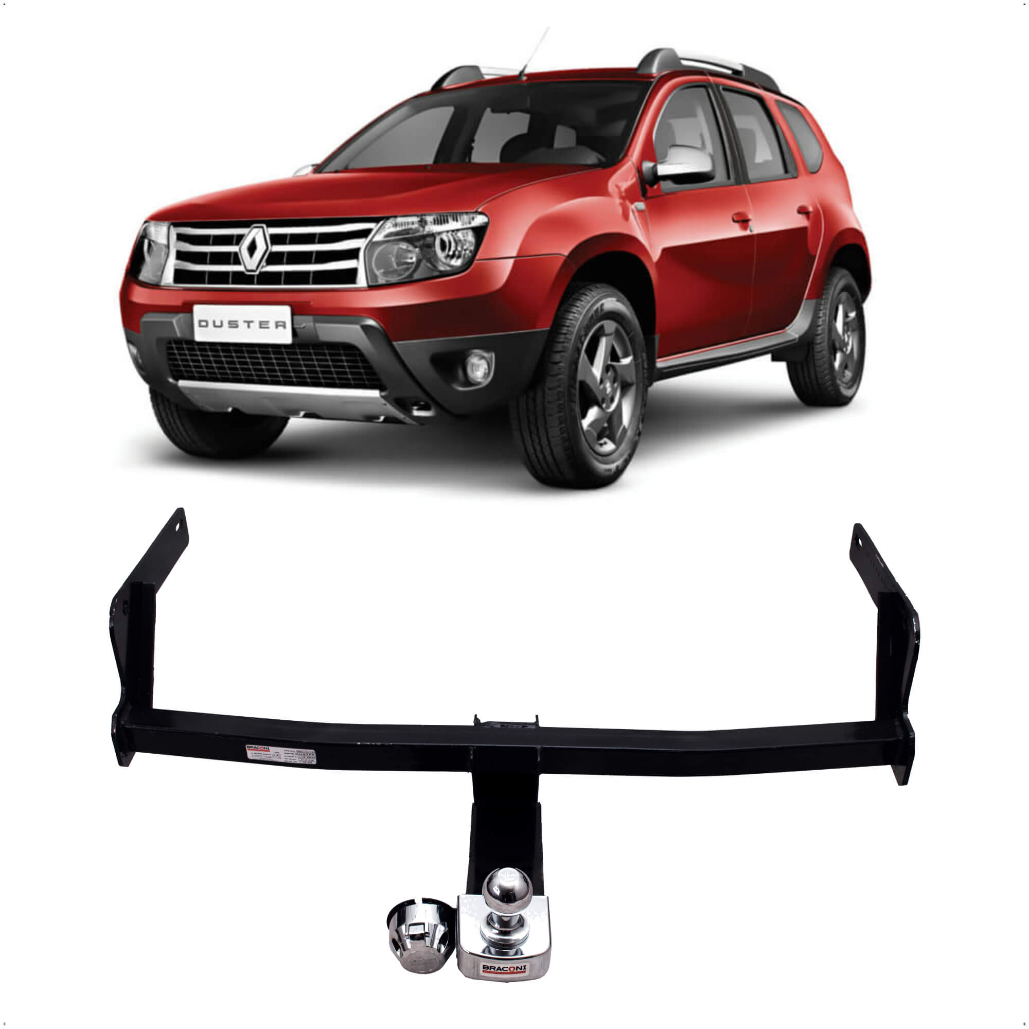 Engate Braconi Renault Duster 2011 a 2020 Sem Furar Bola Cromada Tração 710kg Modelo Fixo-IM-127