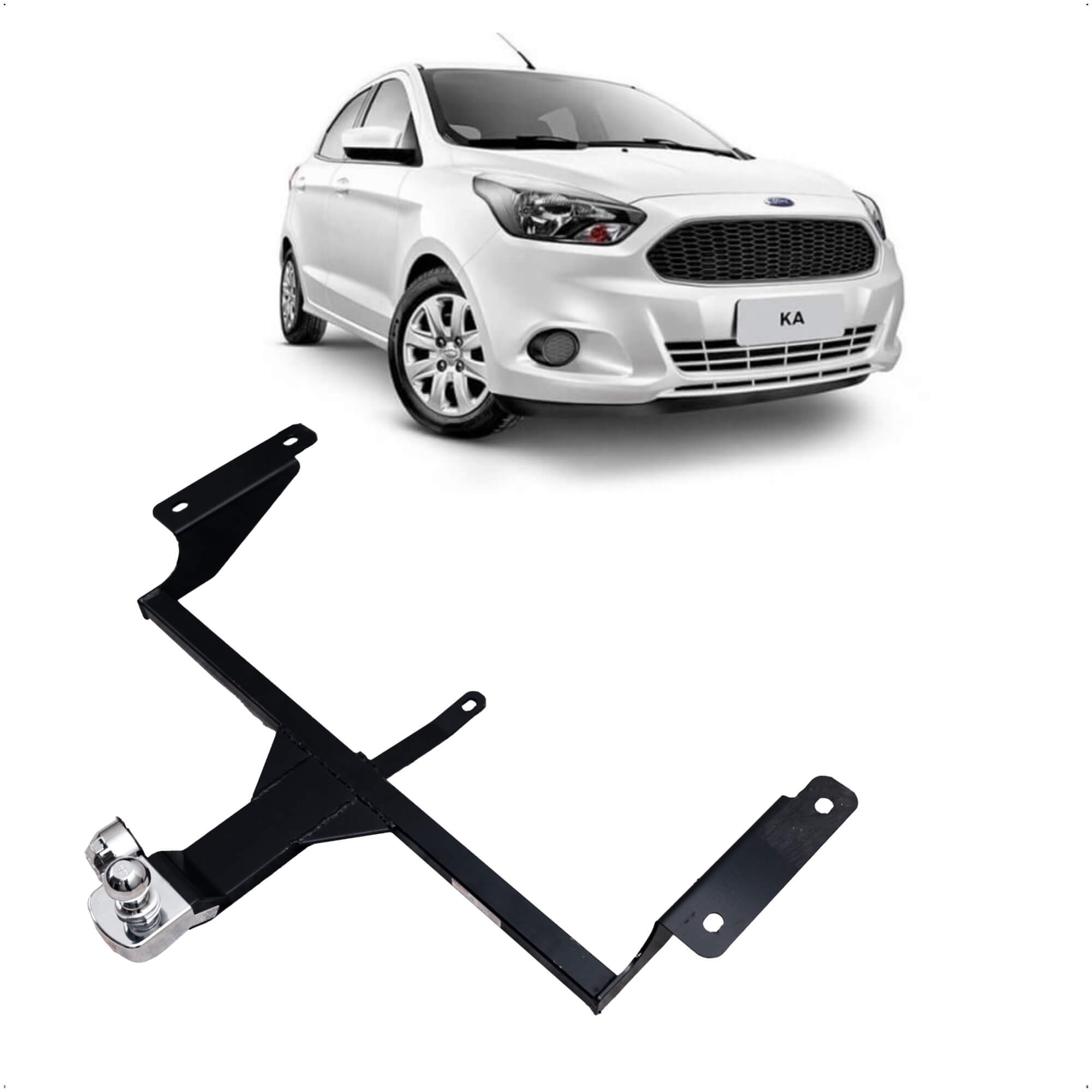 Engate Braconi Ka Sedan 2014 até 2023 com bola Cromada Sem Furar Tração de 450kg - FD-34