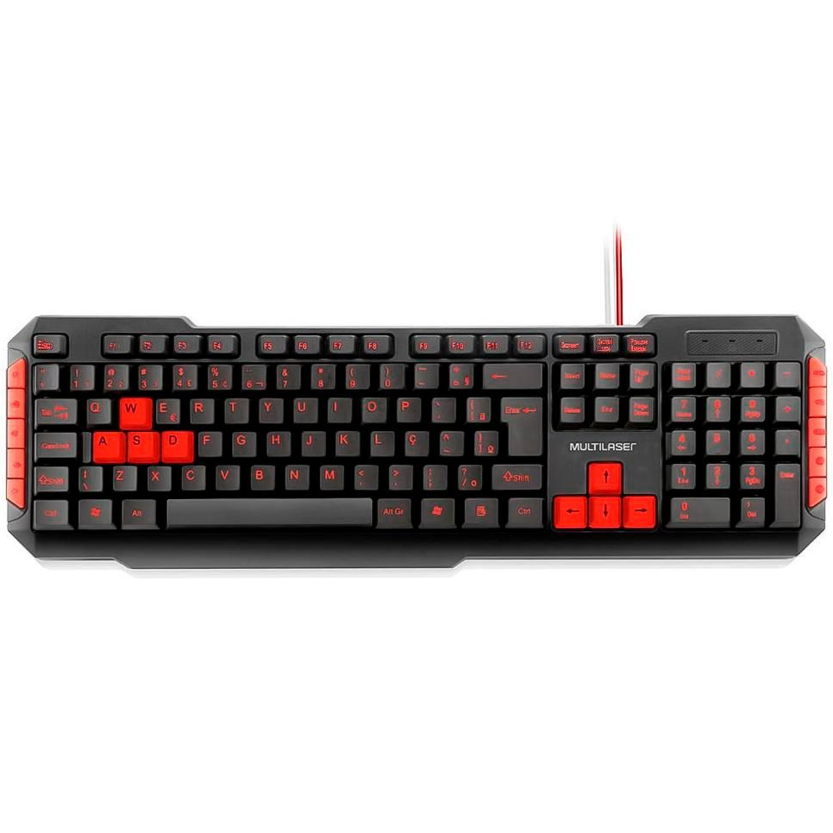 Teclado Gamer Com Hotkeys Multimídia Teclas Silenciosas Red USB Preto e Vermelho TC160 Multilaser