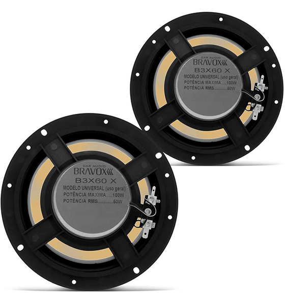 Par de Alto Falantes Bravox Triaxial 6"  B3X60X 100WRMS 9-6076/097