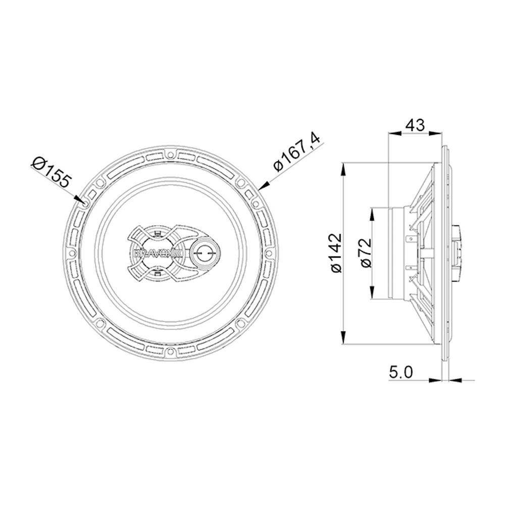 Par de Alto Falantes Bravox Triaxial 6"  B3X60X 100WRMS 9-6076/097