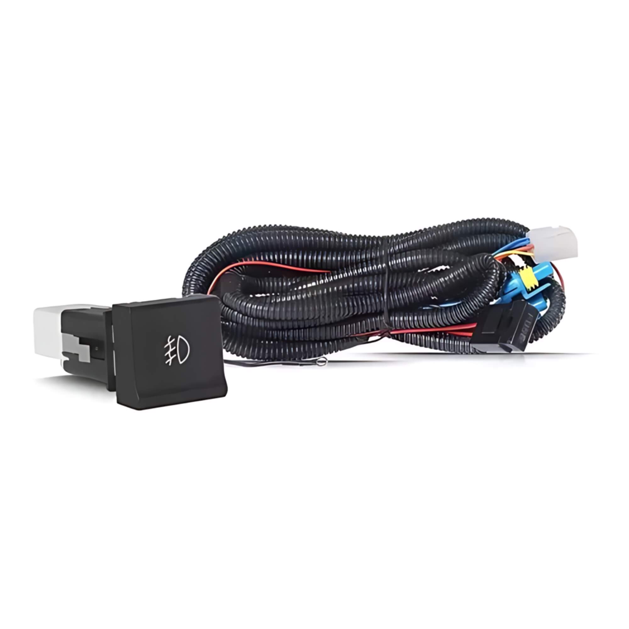 Kit Farol de Milha Fox 2015 a 2019 Moldura Cromada Botão Original Quadrado Zapos - KFM796