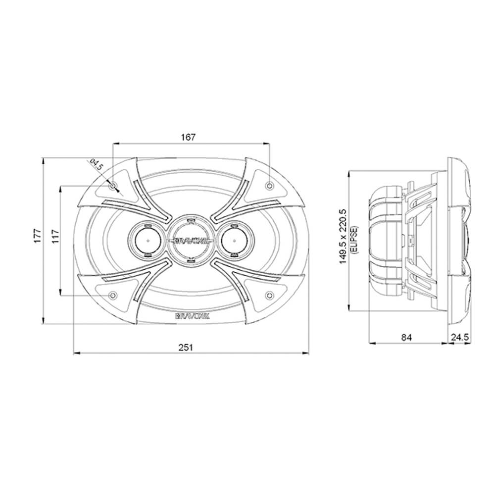 Par de Alto Falante Bravox 6x9 Quadriaxial 6X9 B4X69BK 220WRMS 9-6057/071