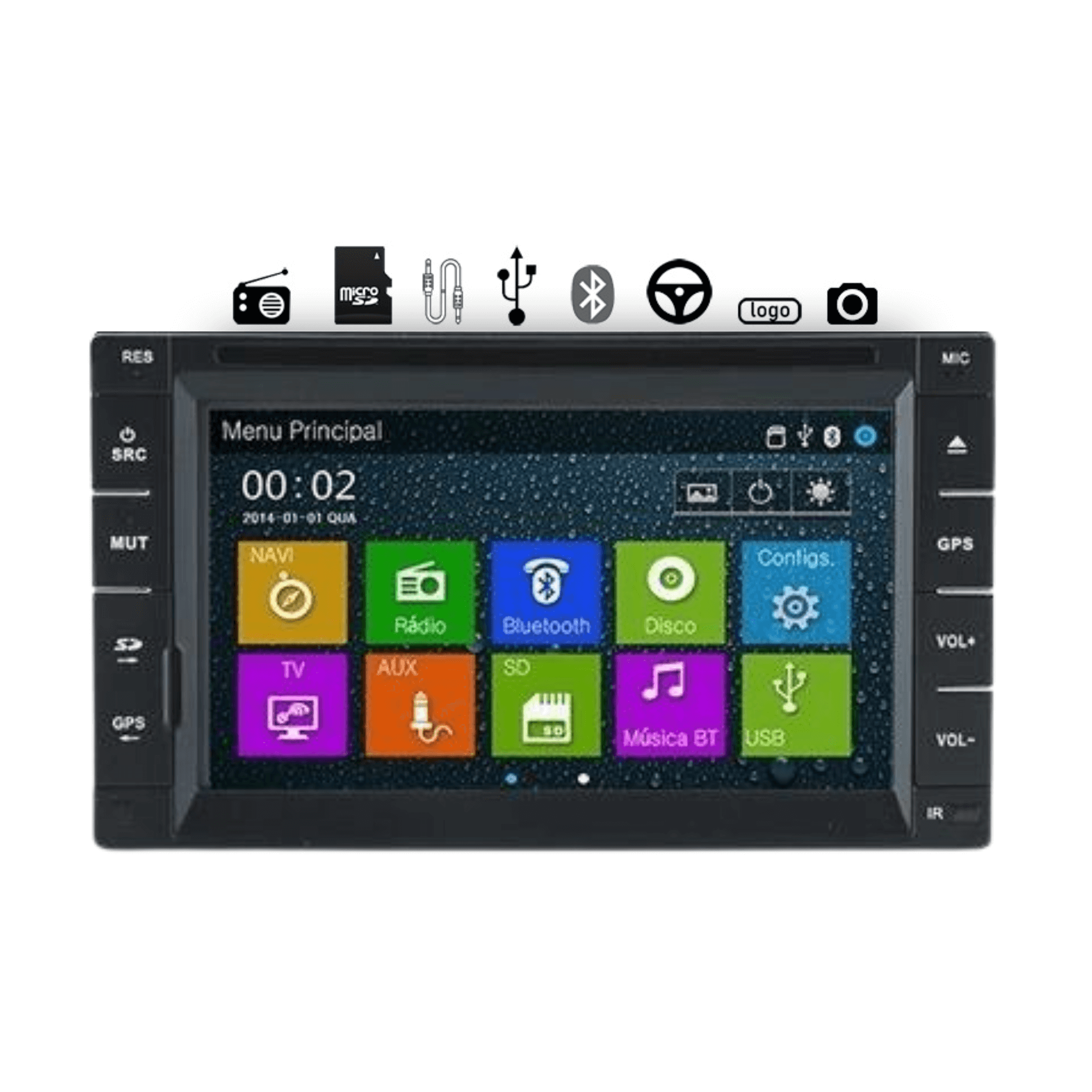 Central Multimídia Bluetooth Com GPS TV USB Tela De 6,2 Polegadas Voolt - Vi-150