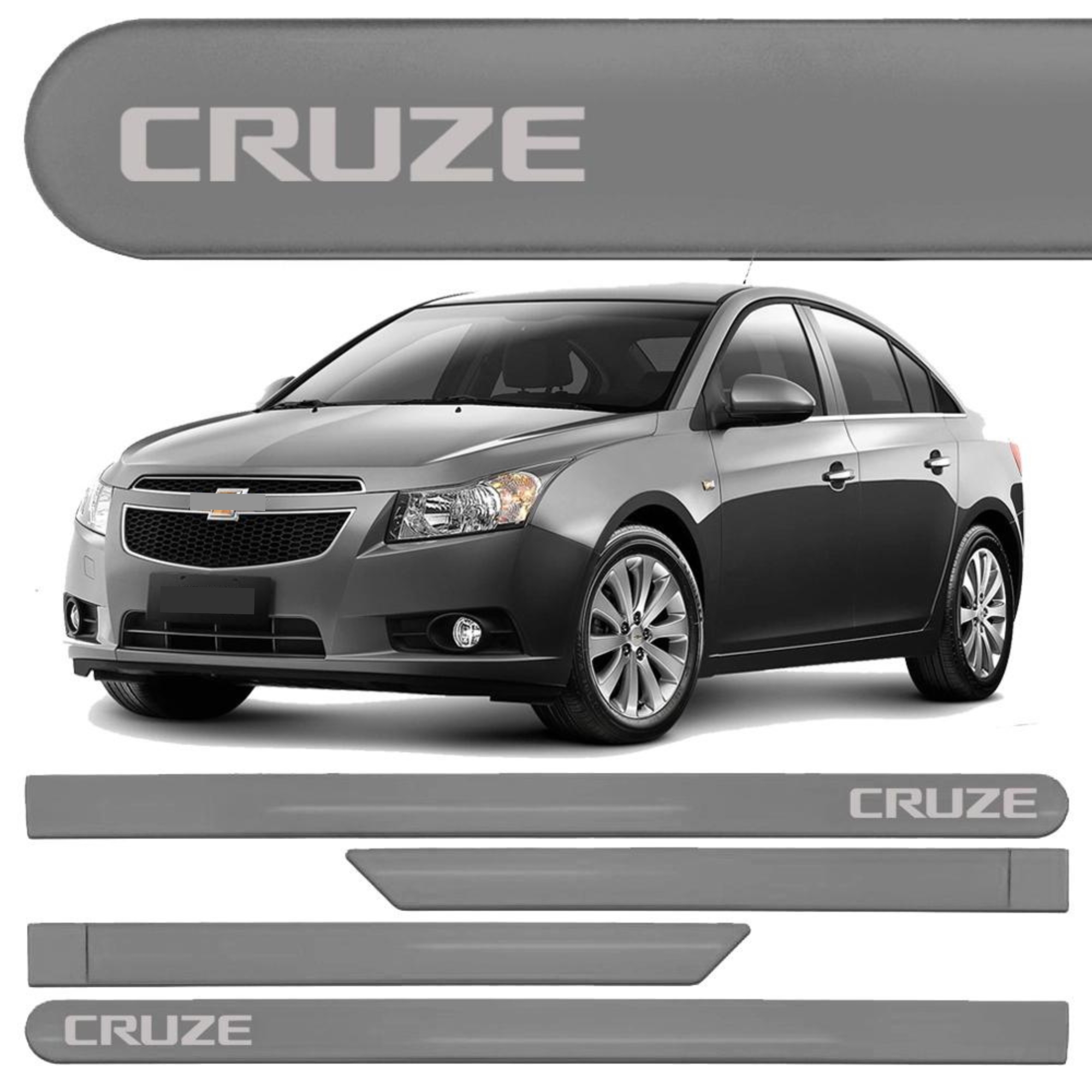 Jogo Friso Lateral Cruze Cinza Rusk 2011 a 2017 Sean Car - 2413
