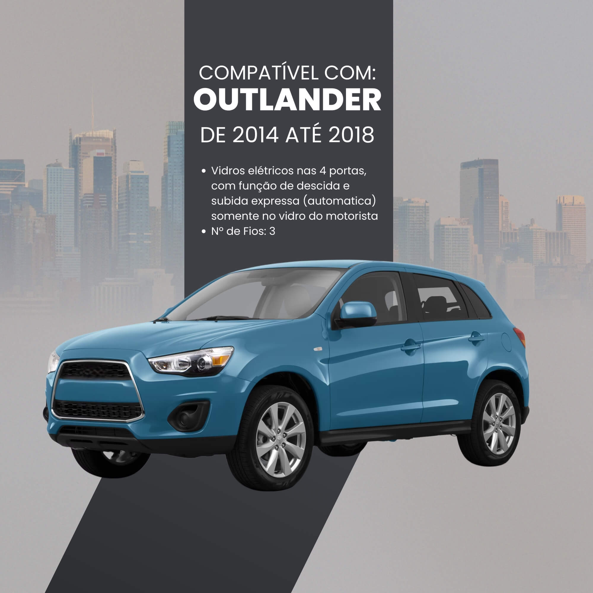 Módulo de Vidro Mitsubishi Outlander 2014 até 2018 Tury - AE PRO 4.43BT