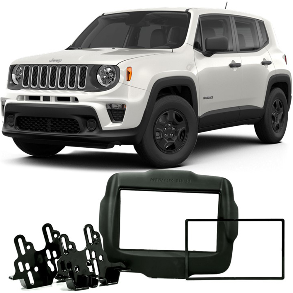 Moldura 2 Din 7" Preta Soft Emborrachada Jeep Renegade PCD 2015 em diante EPX 213 / 89/K2