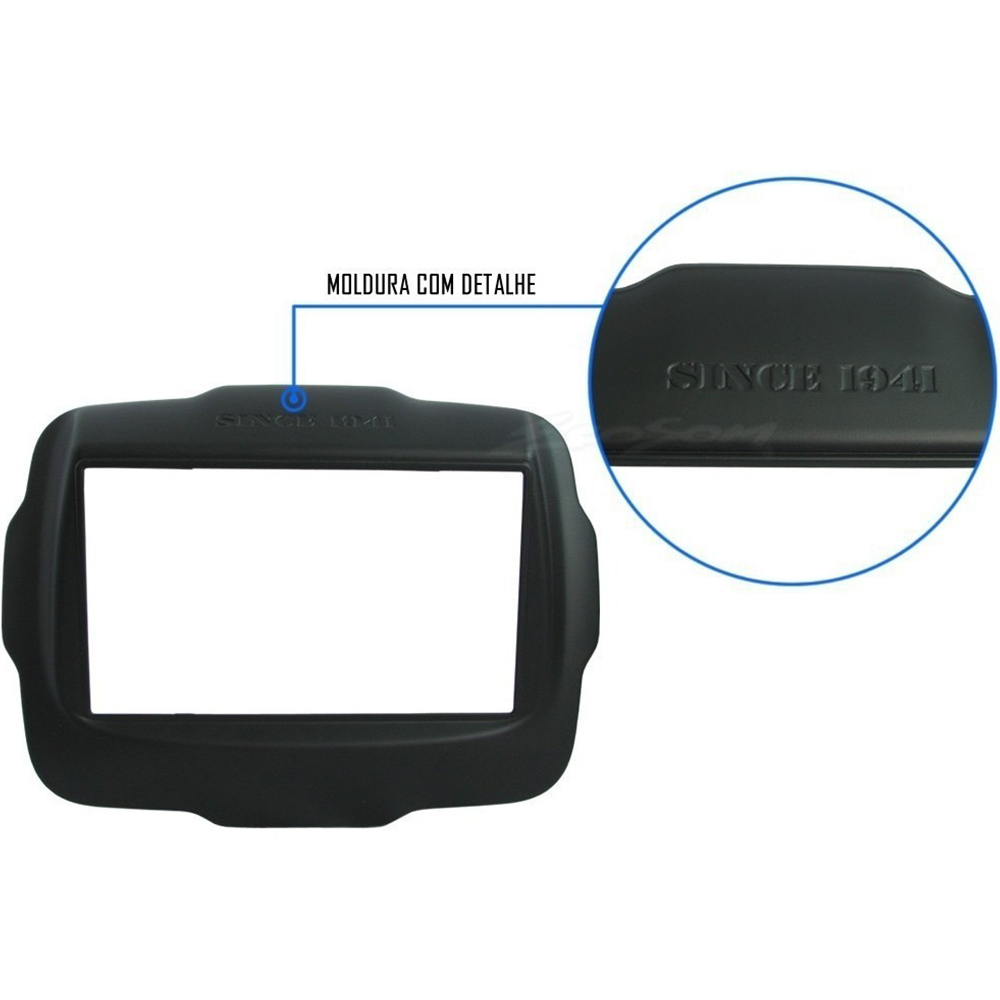 Moldura 2 Din 7" Preta Soft Emborrachada Jeep Renegade PCD 2015 em diante EPX 213 / 89/K2
