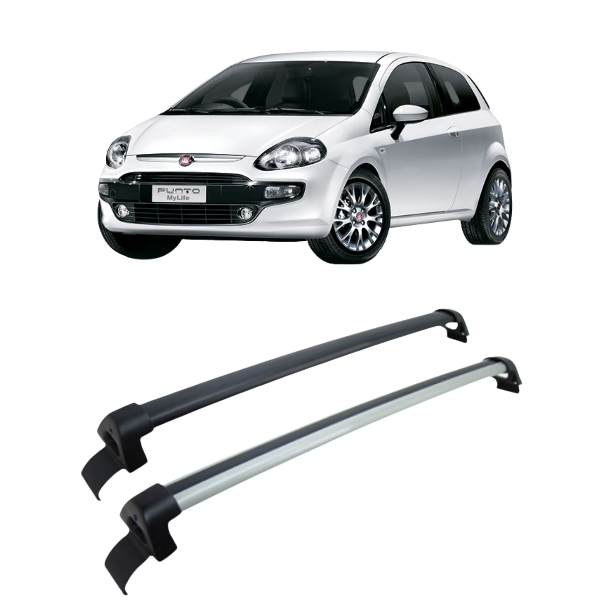 Par Rack Alumínio Punto 2007 até 2017 Sem Teto Solar Preto Projecar - FI-242