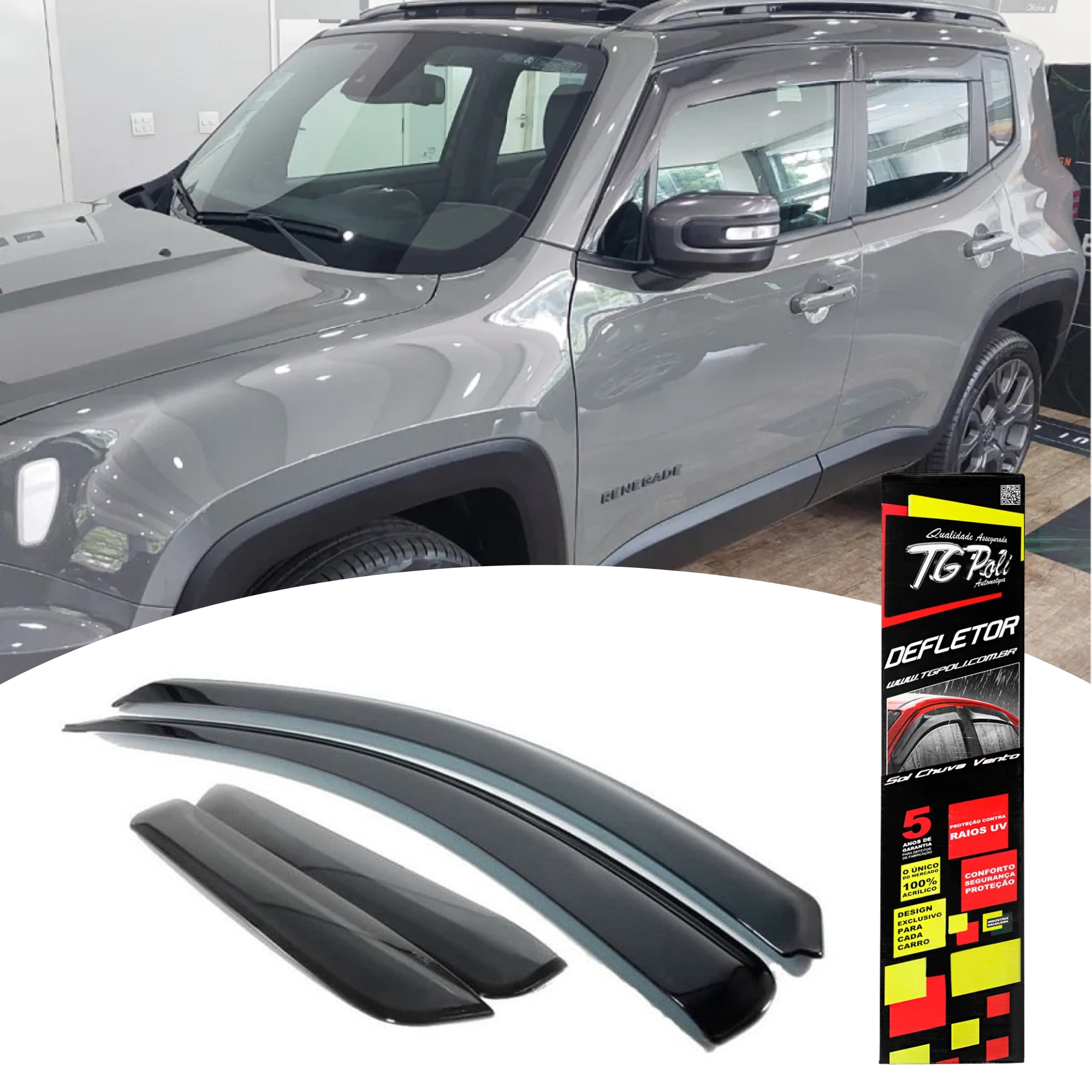 Calha De Chuva Jeep Renegade 2015 em diante TG Poli 33001