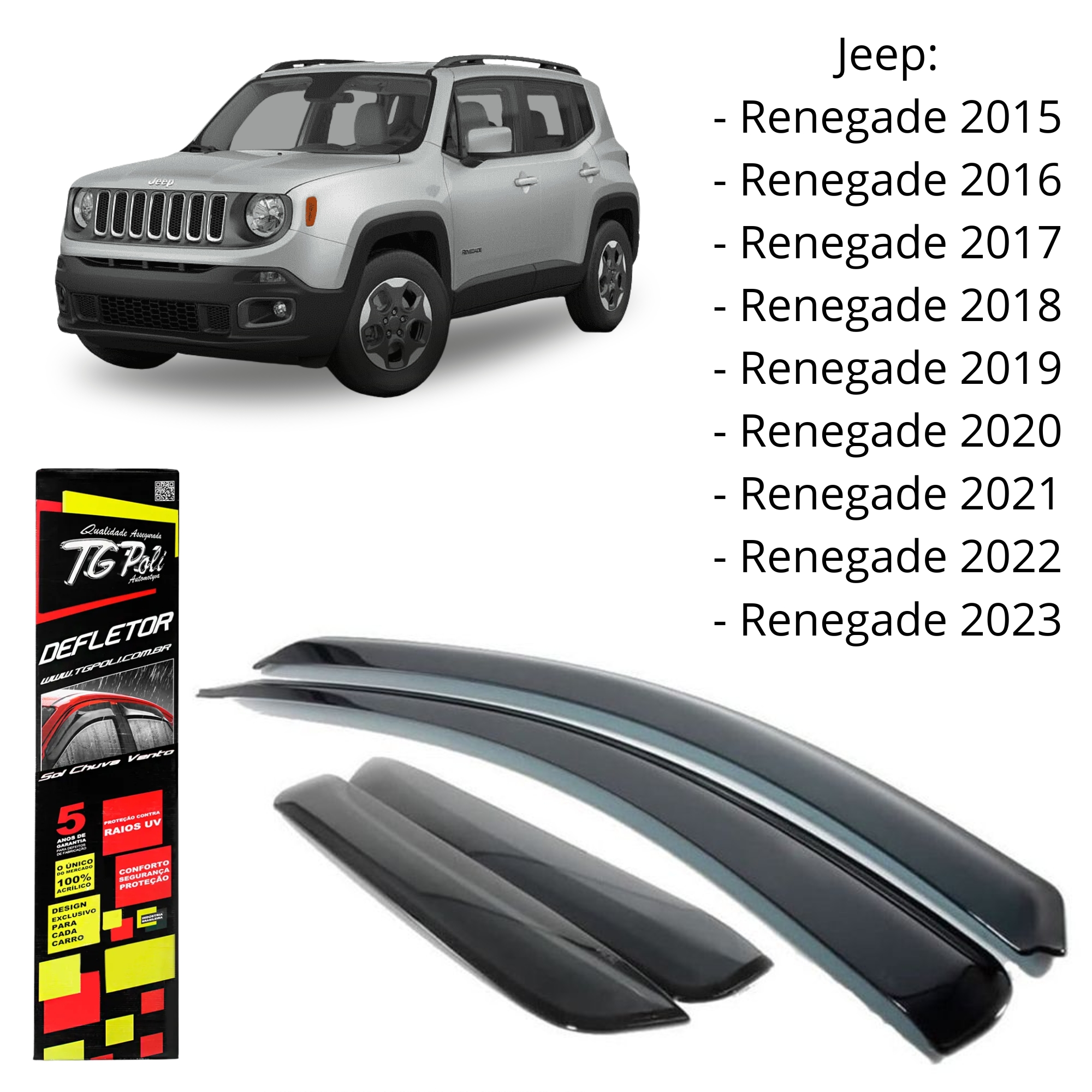 Calha De Chuva Jeep Renegade 2015 em diante TG Poli 33001
