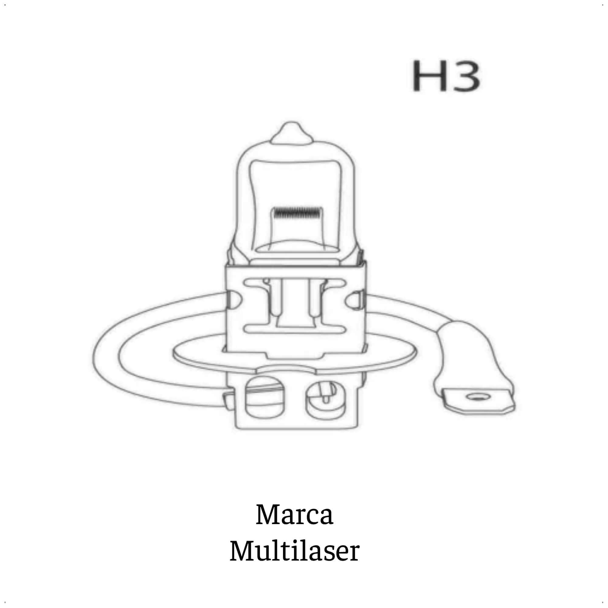 Par Lâmpada Automotiva H3 12V 55W Super Branca Multilaser - AU804