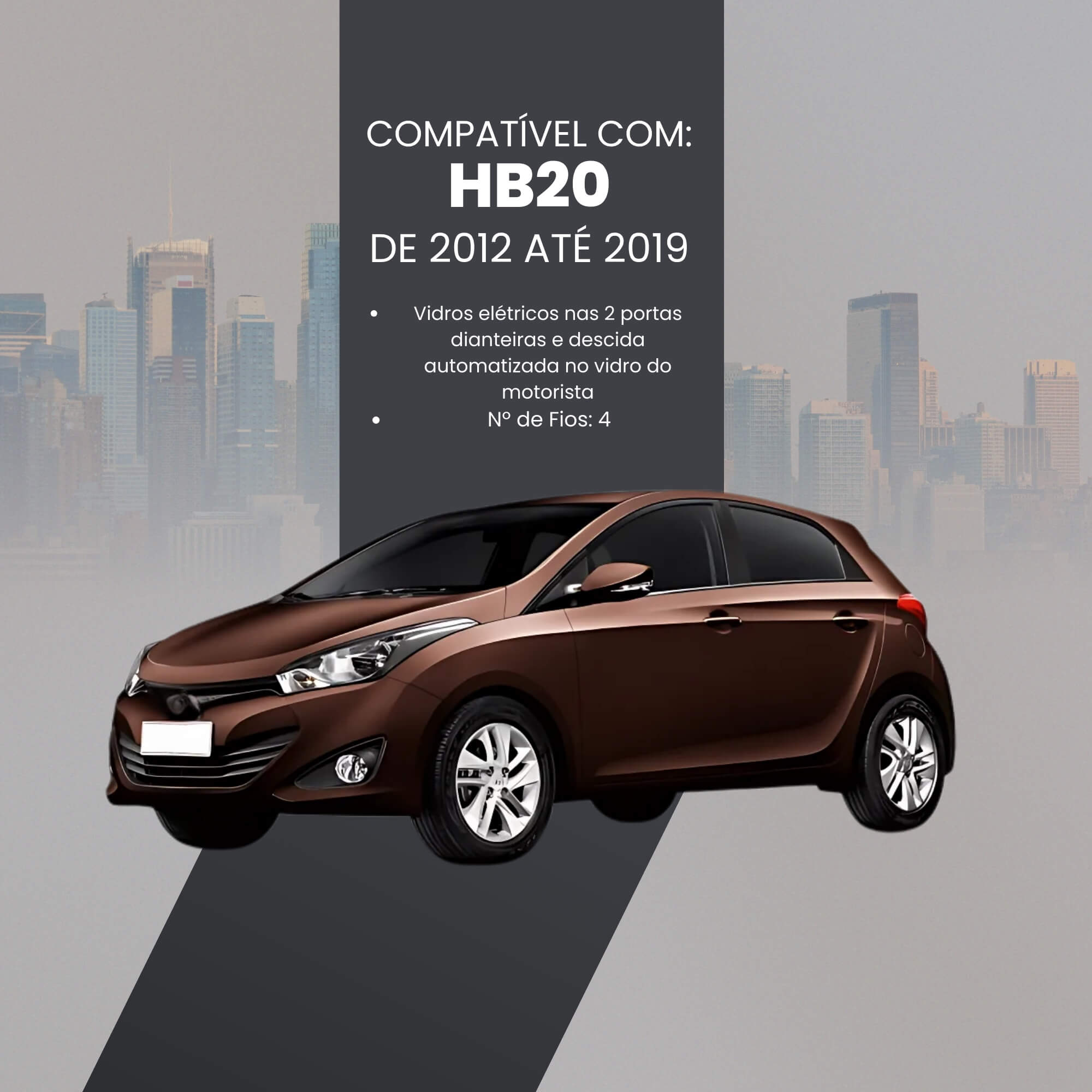 Módulo Automação de Vidros Elétricos Antiesmagamento compatível c/ HB20 12/19 Tury - PRO2.18DC
