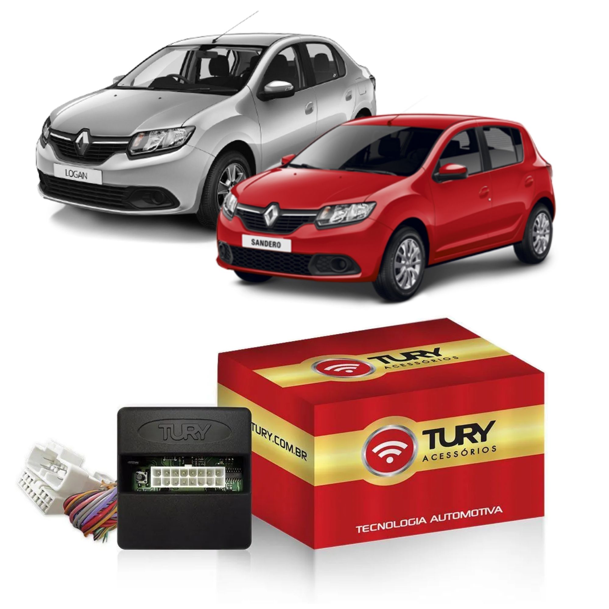Módulo de Vidro Logan / Sandero 2016-2019 Vidros Diant. Plug and Play Tury LVX 5.11/DE/PRO 1.11DE