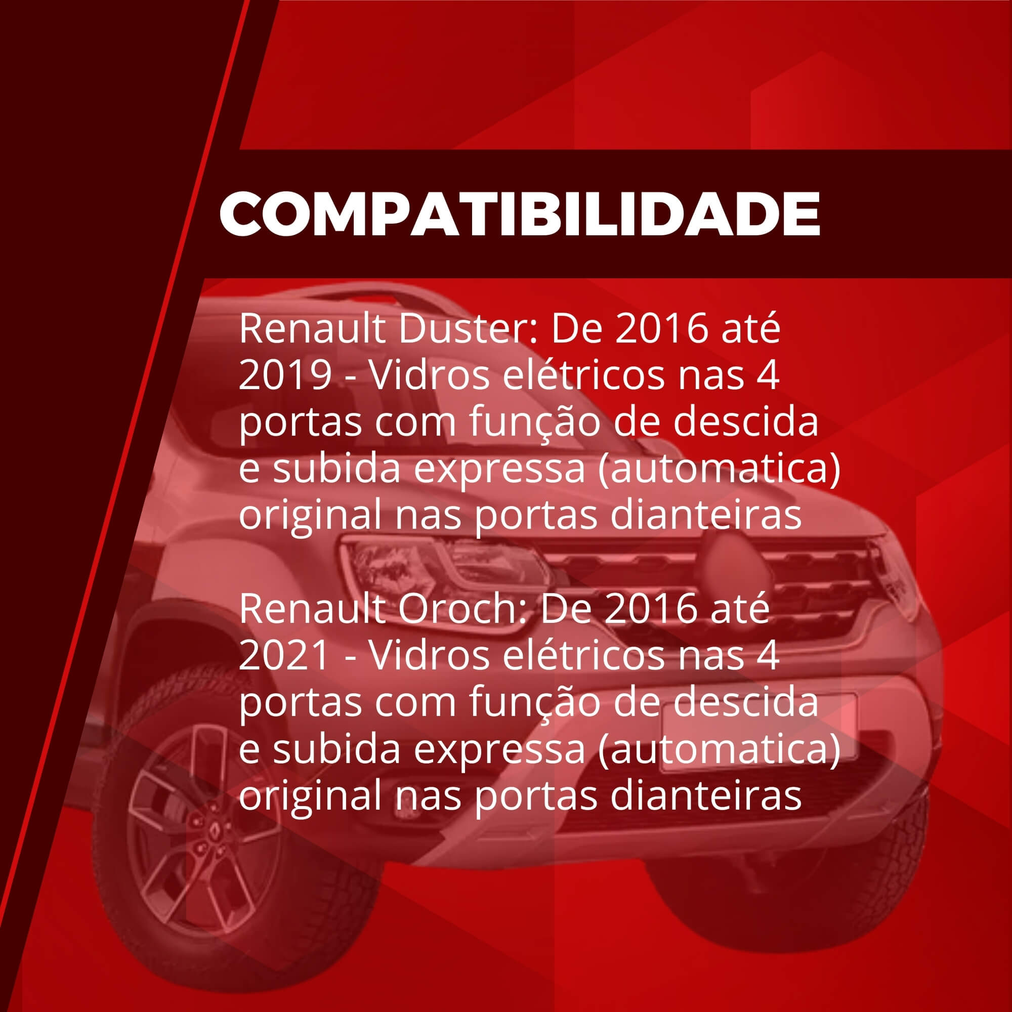 Modulo de Vidro com Anti-esmagamento Renault Duster / Oroch Tury - PRO4.35DF