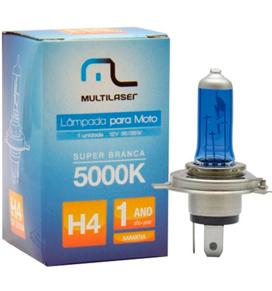 Lâmpada Super Branca Moto H4 12v 35/35w 5000k Super Branca Multilaser - AU816