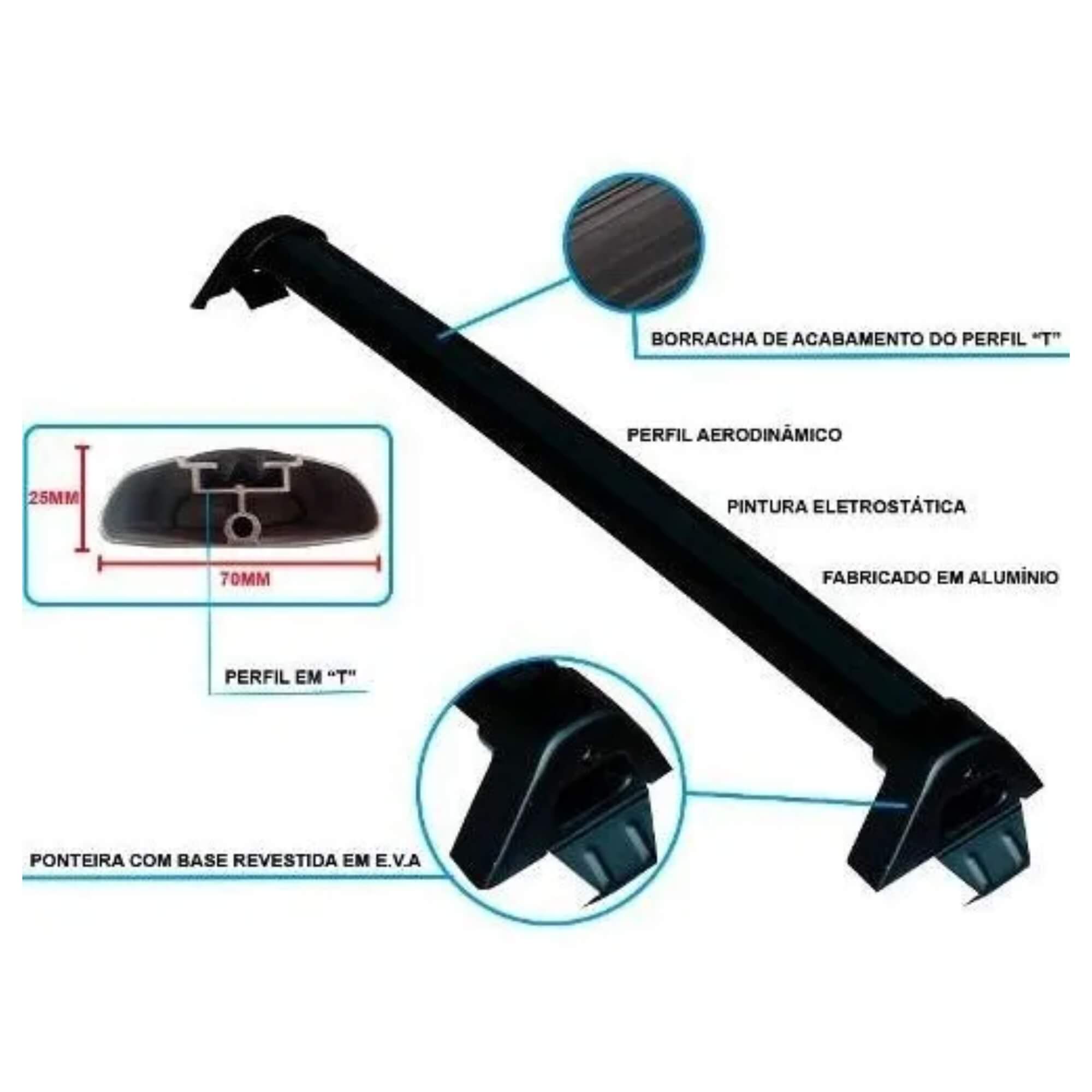 Rack Alumínio VW Up 4 Portas Preto Projecar - VW-148