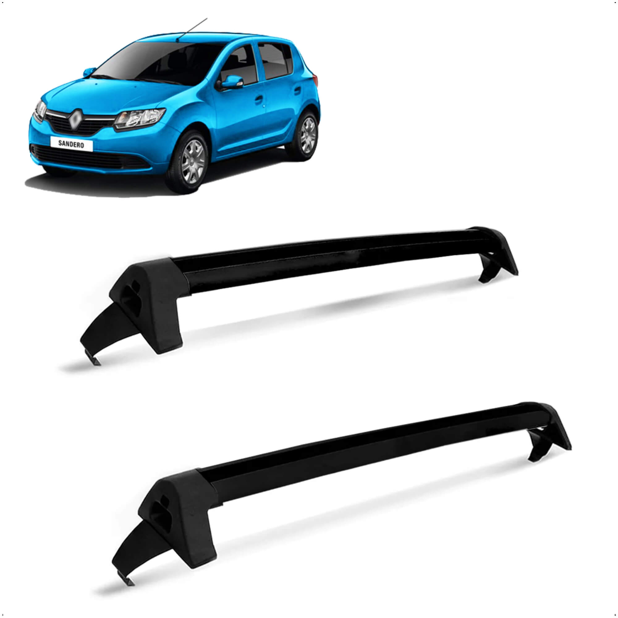 Rack Travessa Preto Sandero até 2014 Teto Até 45kg Presa na Longarina Sem Furar Projecar RN-4000