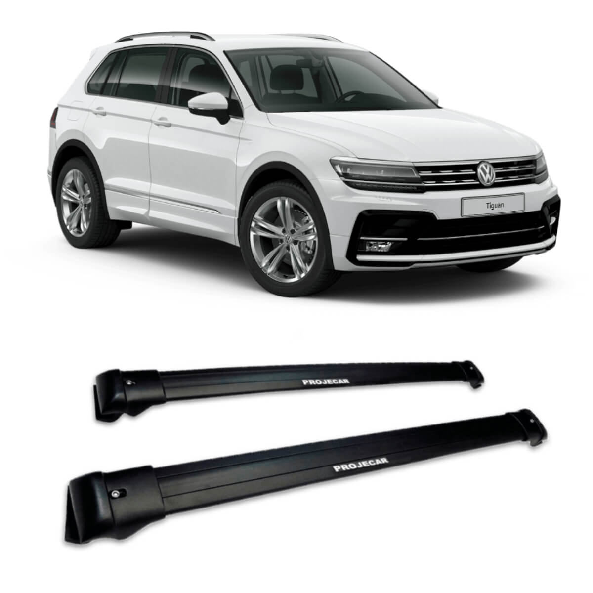 Travessa Tiguan Sem Teto Solar até 2017 Larga Preta VW-125 Projecar